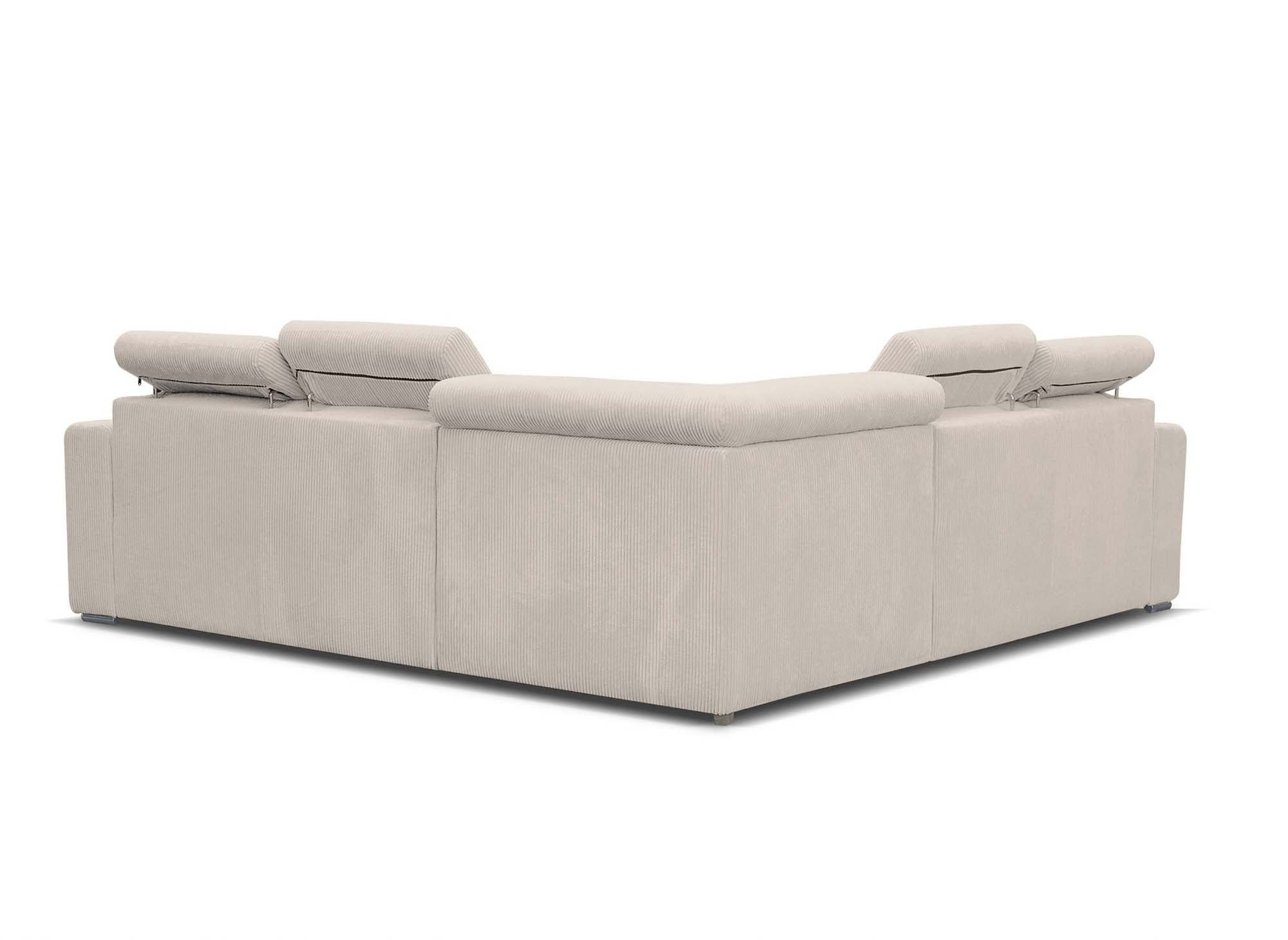 Canapé d'angle convertible et réversible en velours côtelé beige MERYL