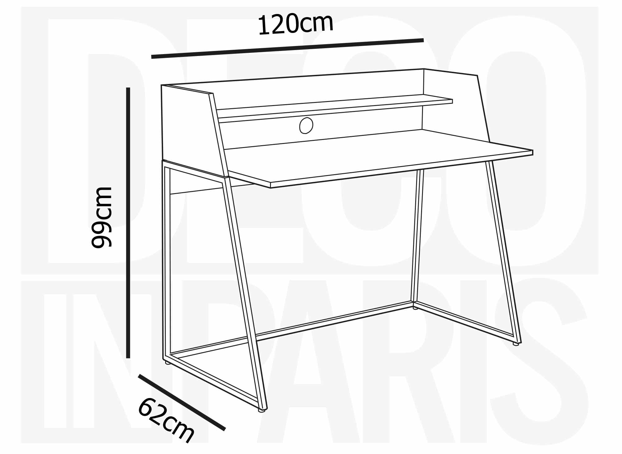 Bureau avec étagère design industriel en bois et métal LUDINE
