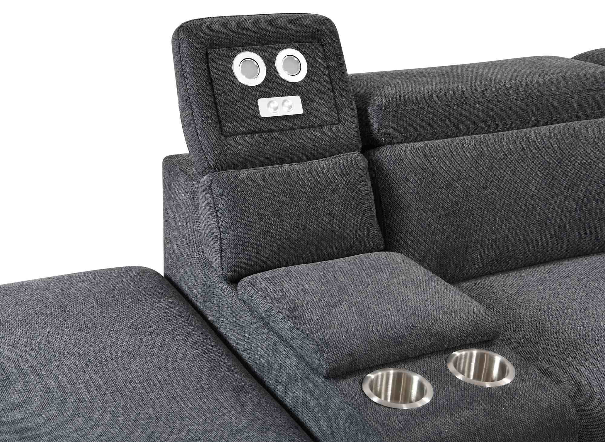 Canapé d'angle convertible en tissu gris foncé DEREK XL - Angle gauche