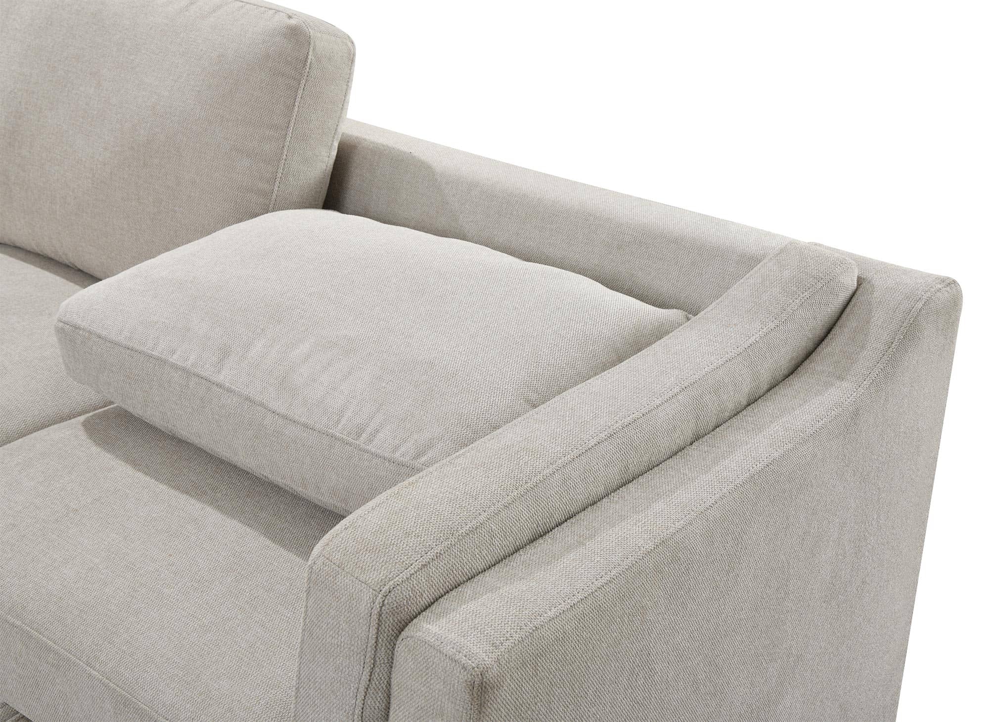 Canapé convertible avec coffre en tissu beige BARNEY - Angle gauche