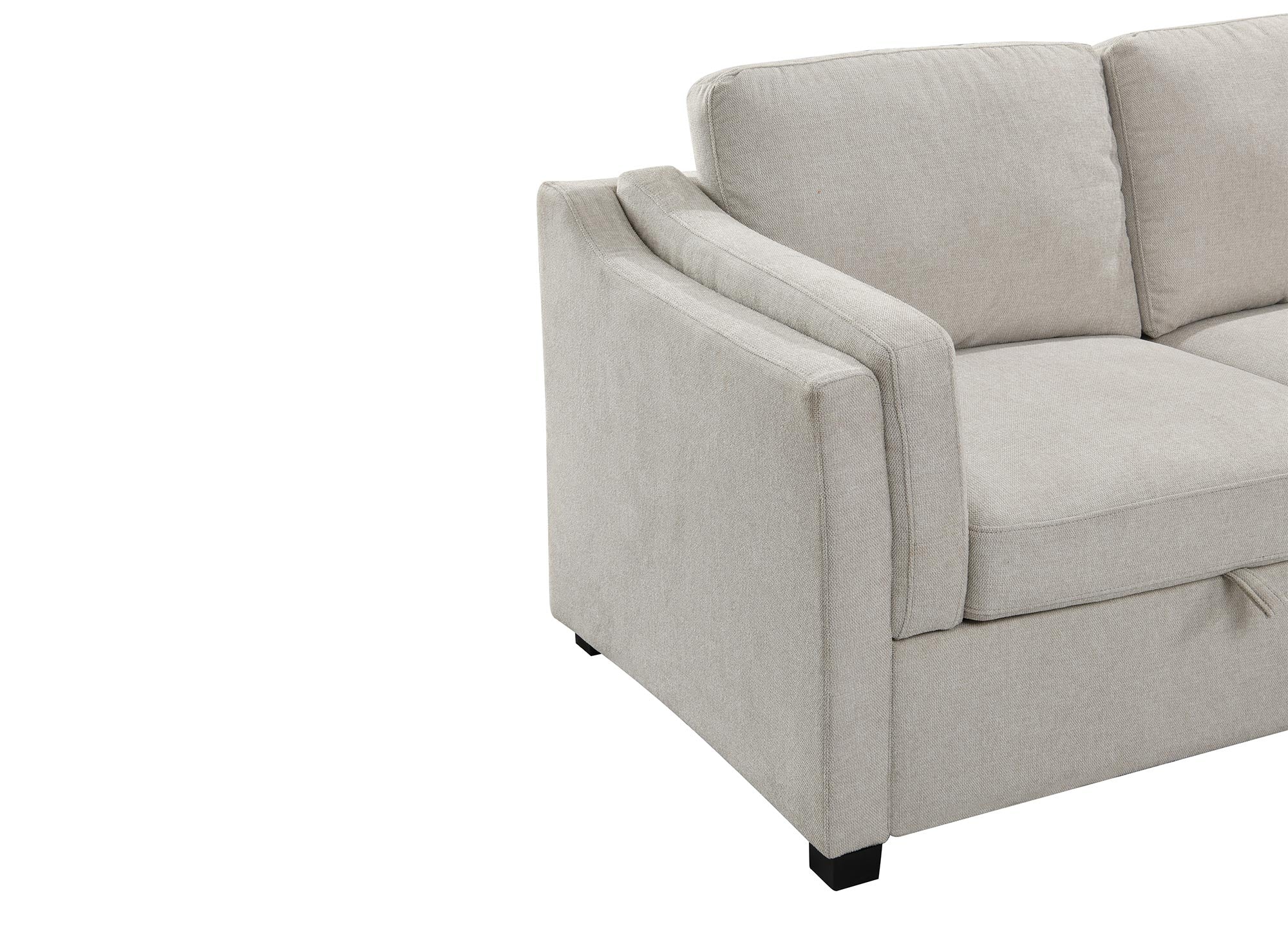 Canapé convertible avec coffre en tissu beige BARNEY - Angle droit