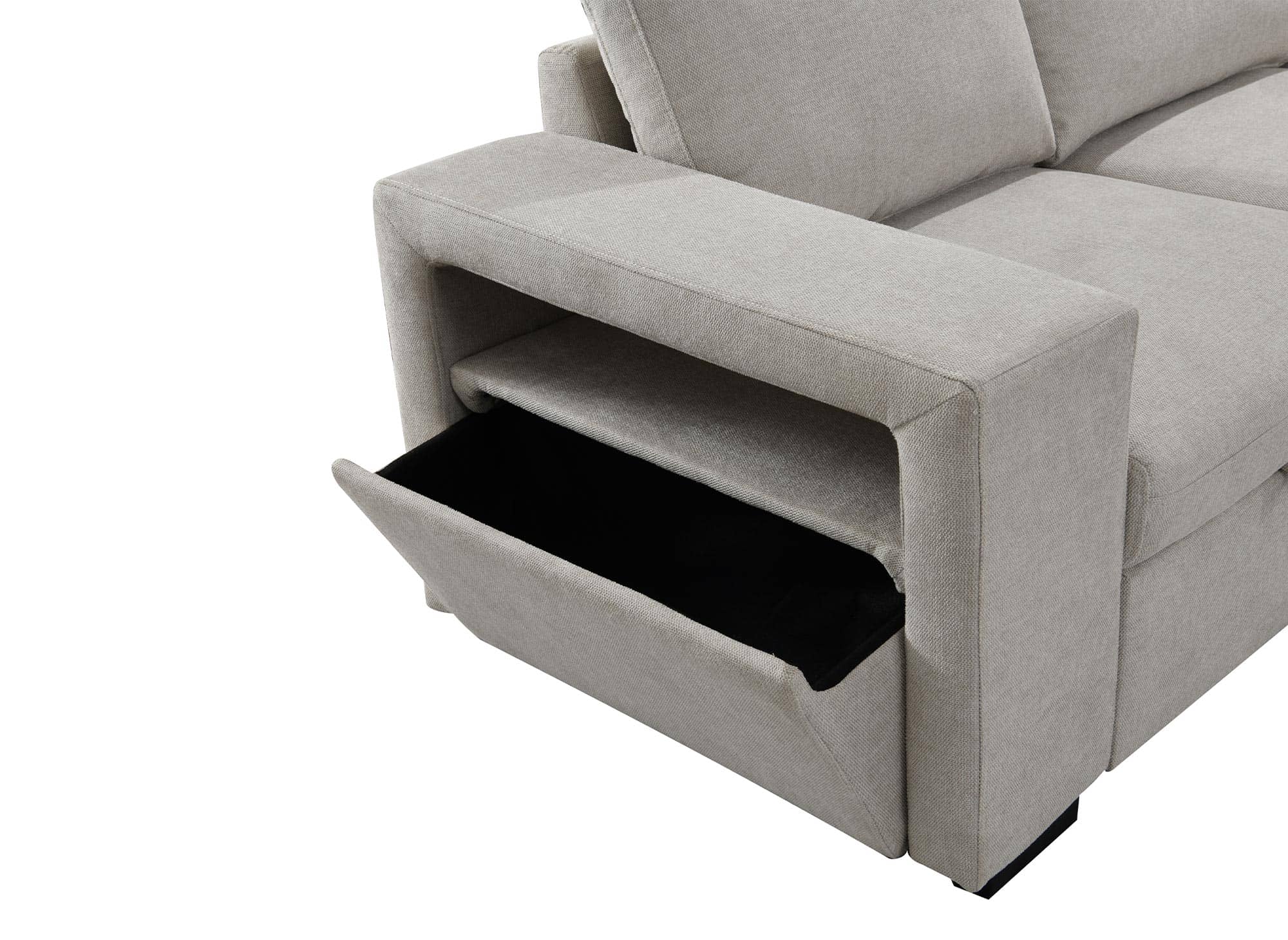 Canapé d'angle convertible en tissu beige ALBAN - Angle droit