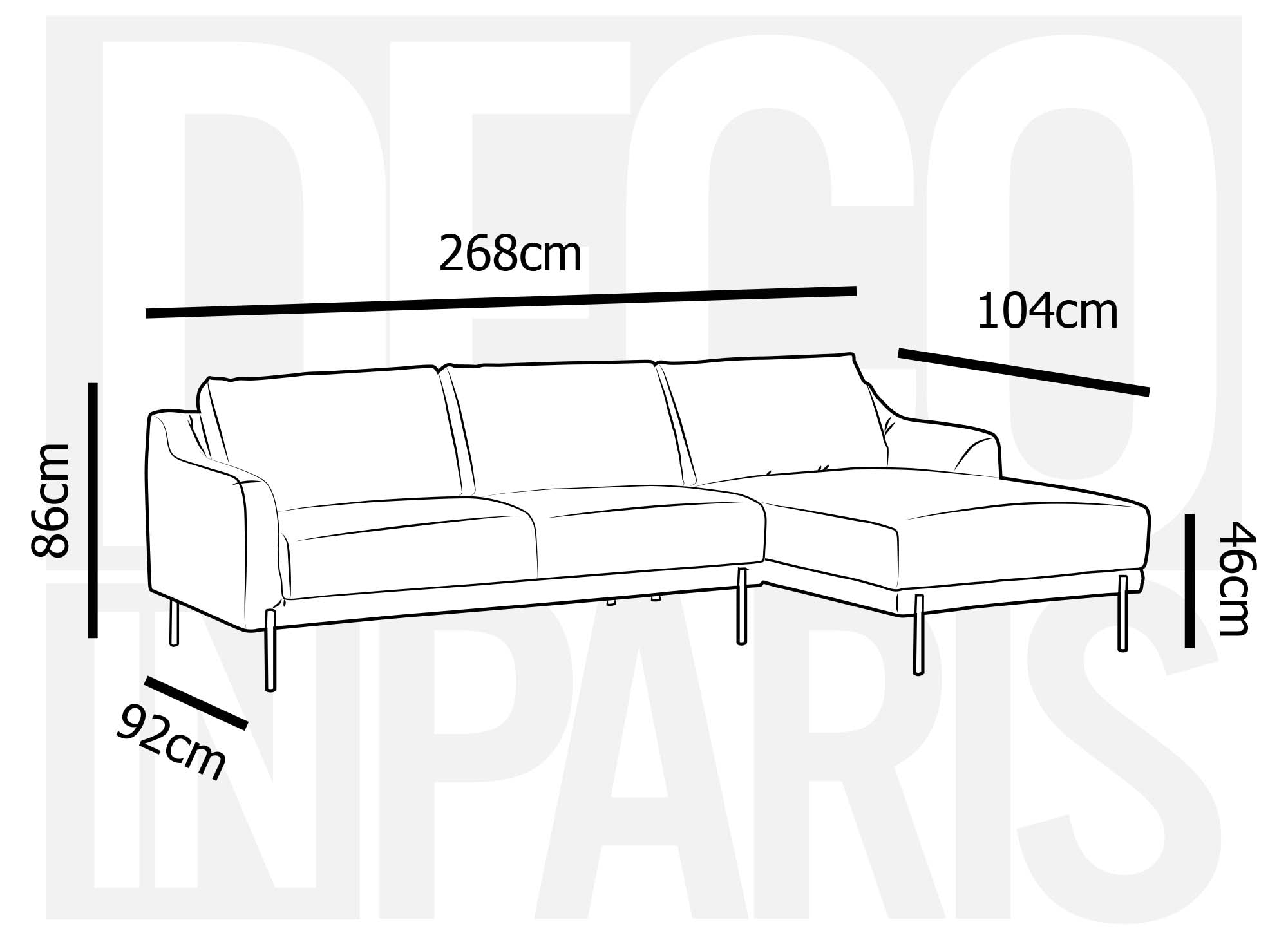 Canapé d'angle avec méridienne en velours bleu CELINE - Angle Droit
