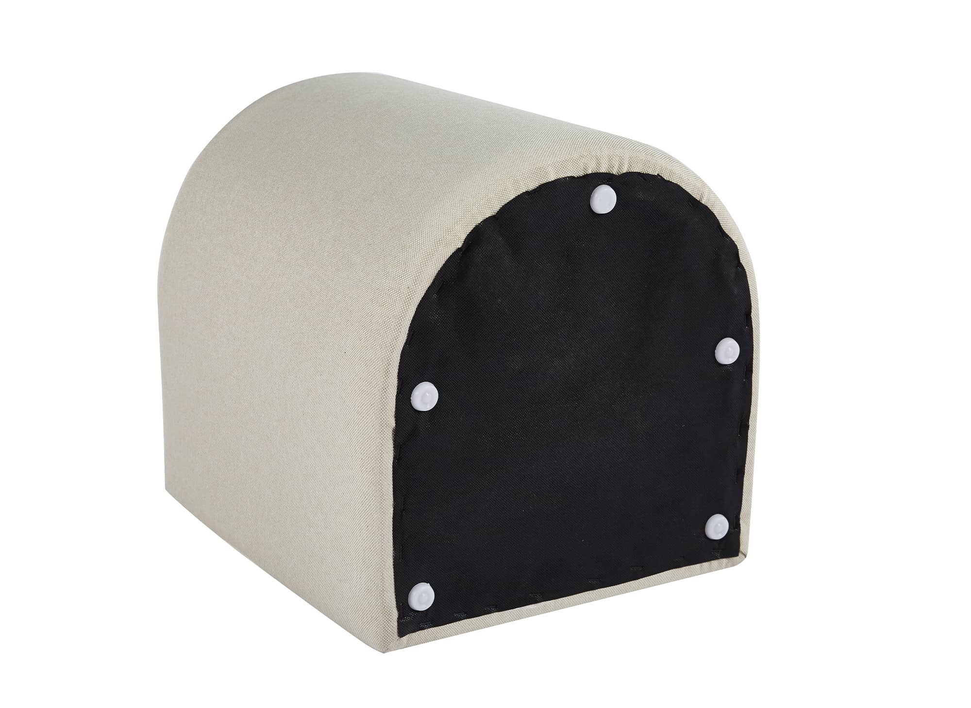 Ensemble table basse couleur bois avec 2 poufs en tissu beige JUDITH