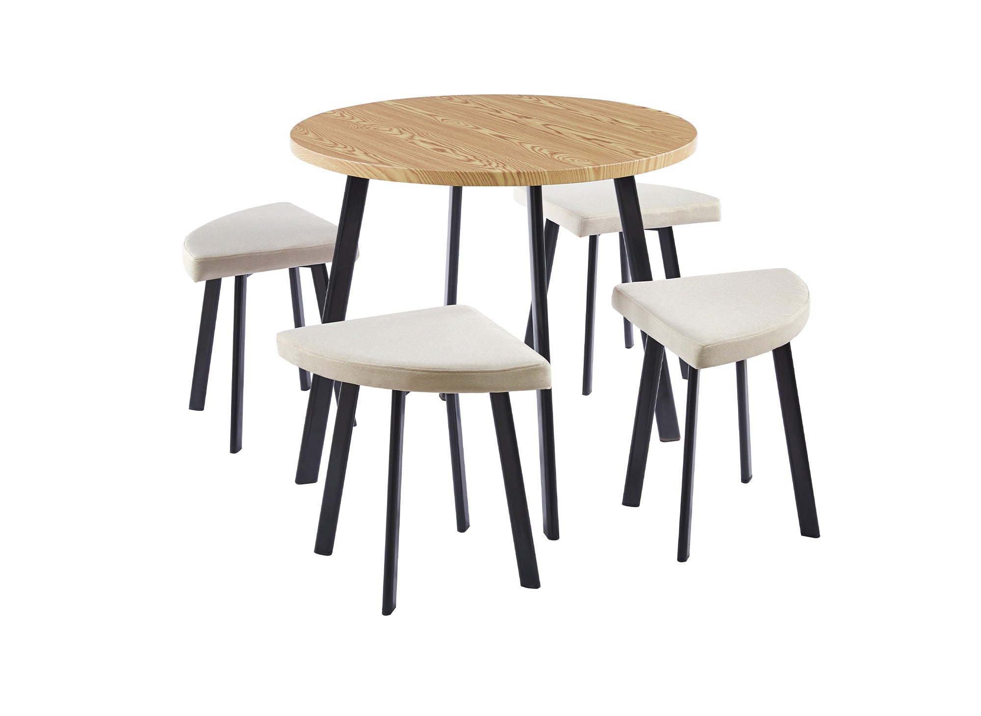 Ensemble table à manger en bois avec 4 tabourets beige IRINA