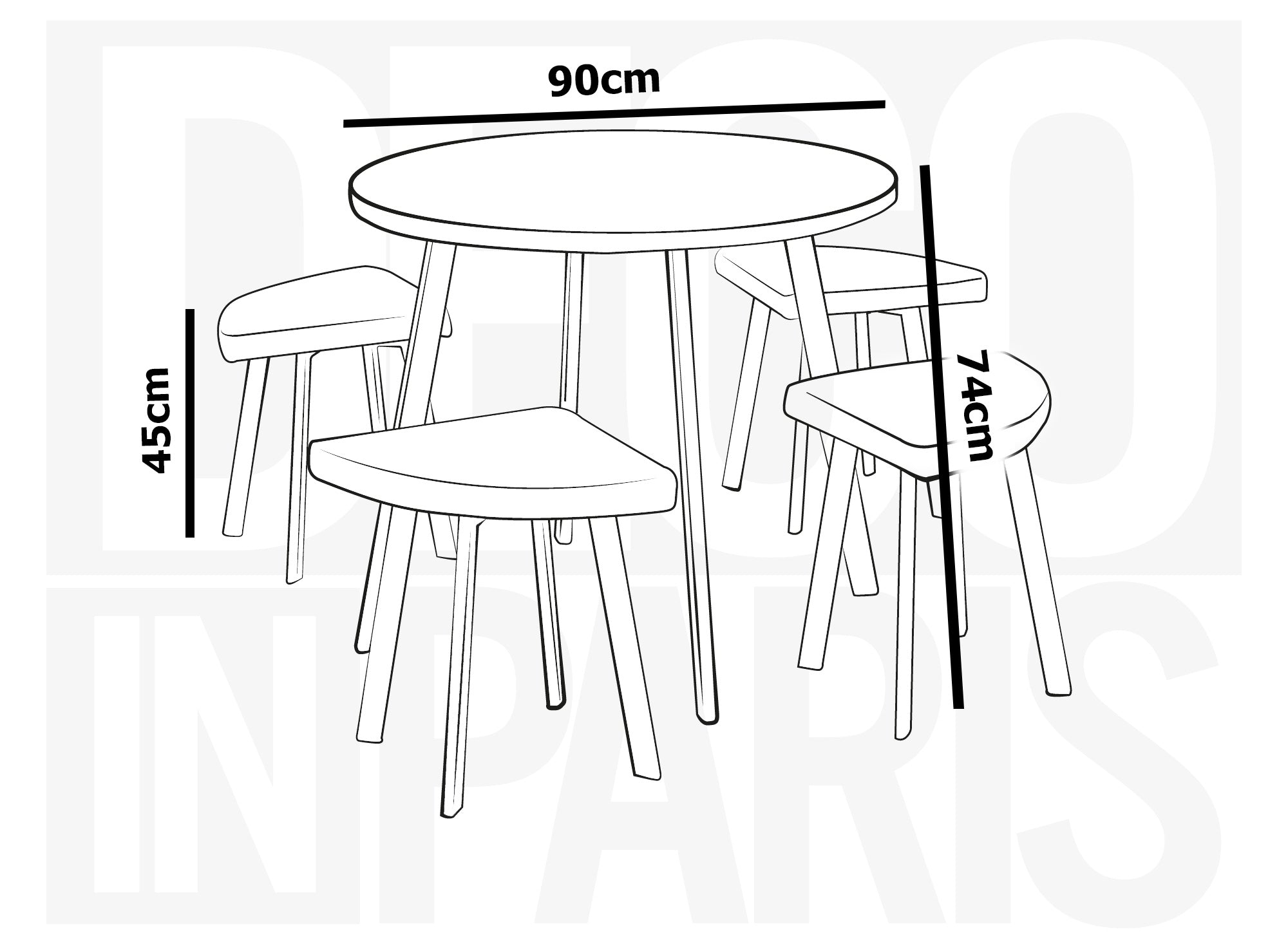 Ensemble table à manger en bois avec 4 tabourets beige IRINA