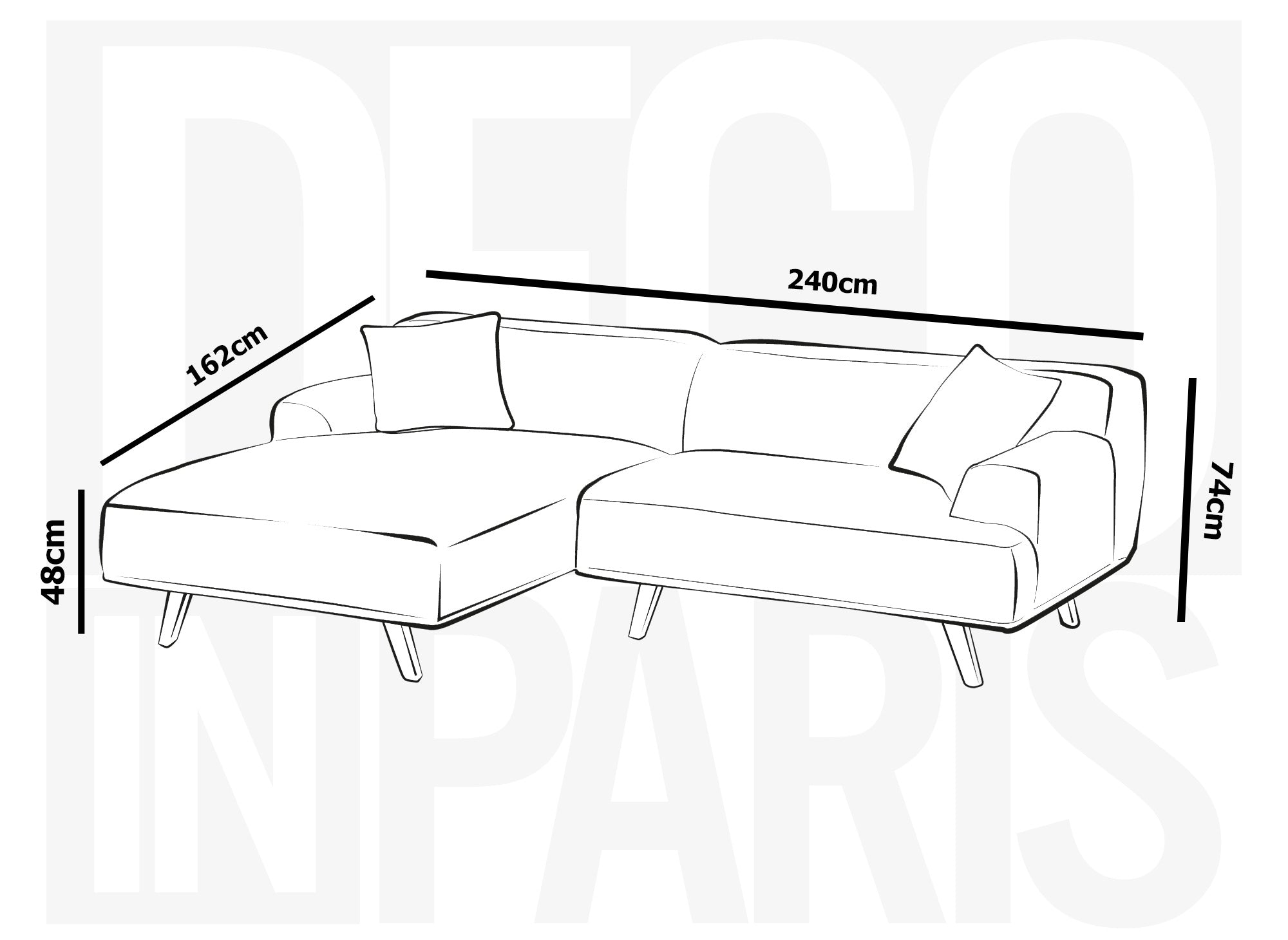Canapé d'angle scandinave avec méridienne en tissu taupe KAROLINA - Angle Gauche