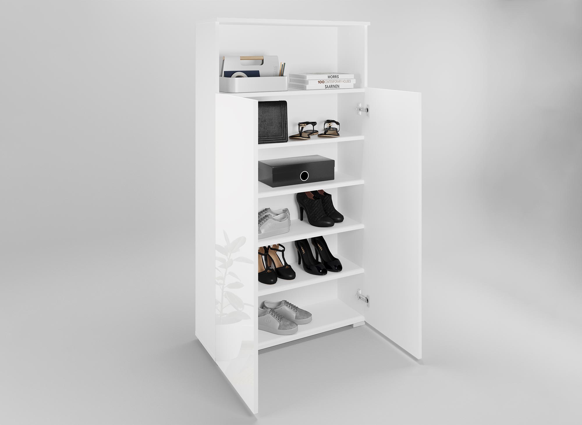 Meuble à chaussures 5 compartiments et 1 niche blanc BAKI