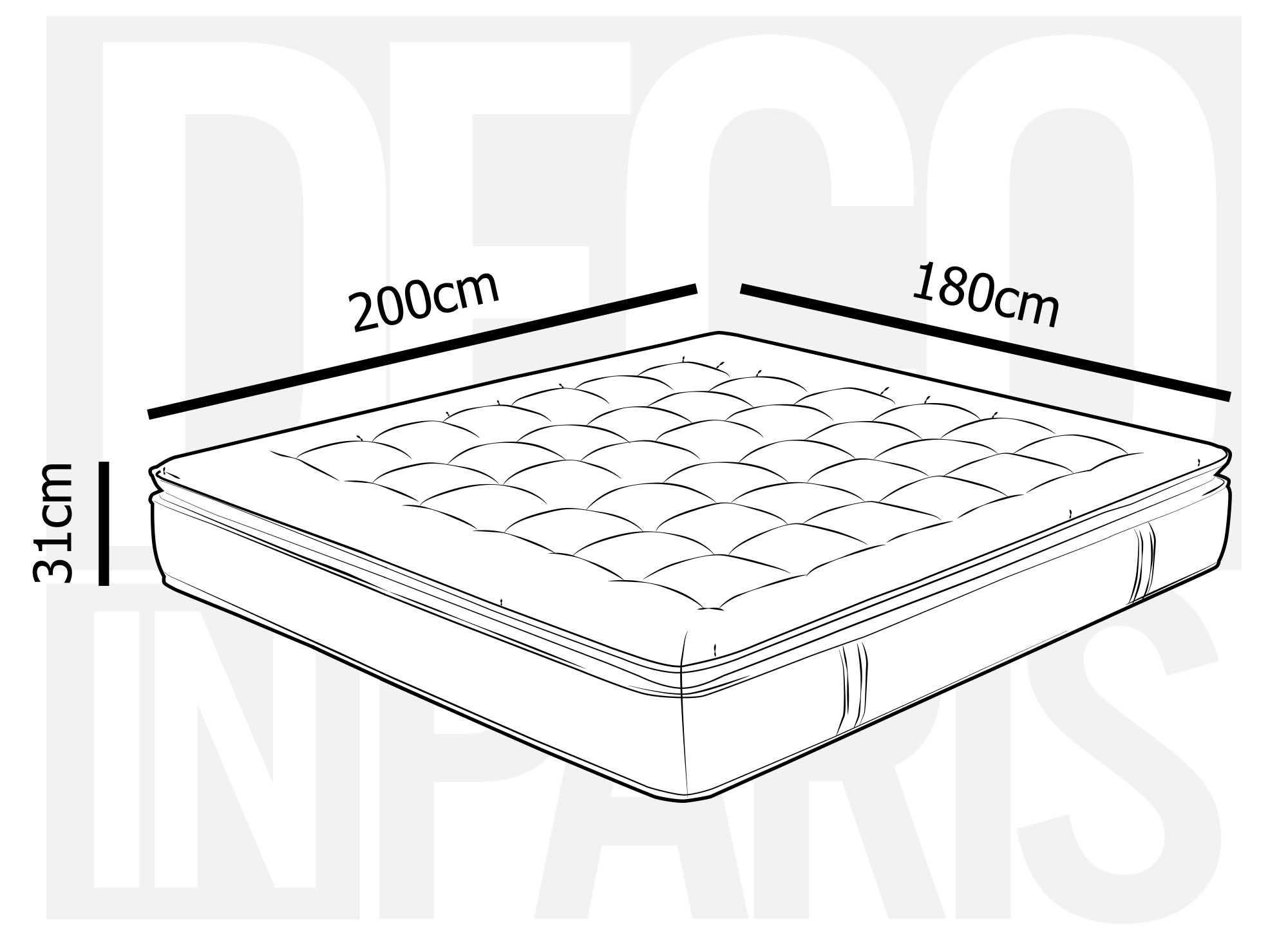 Materasso ibrido in gel memory foam e molle insacchettate 180 x 200 cm spessore 31 cm SERENA