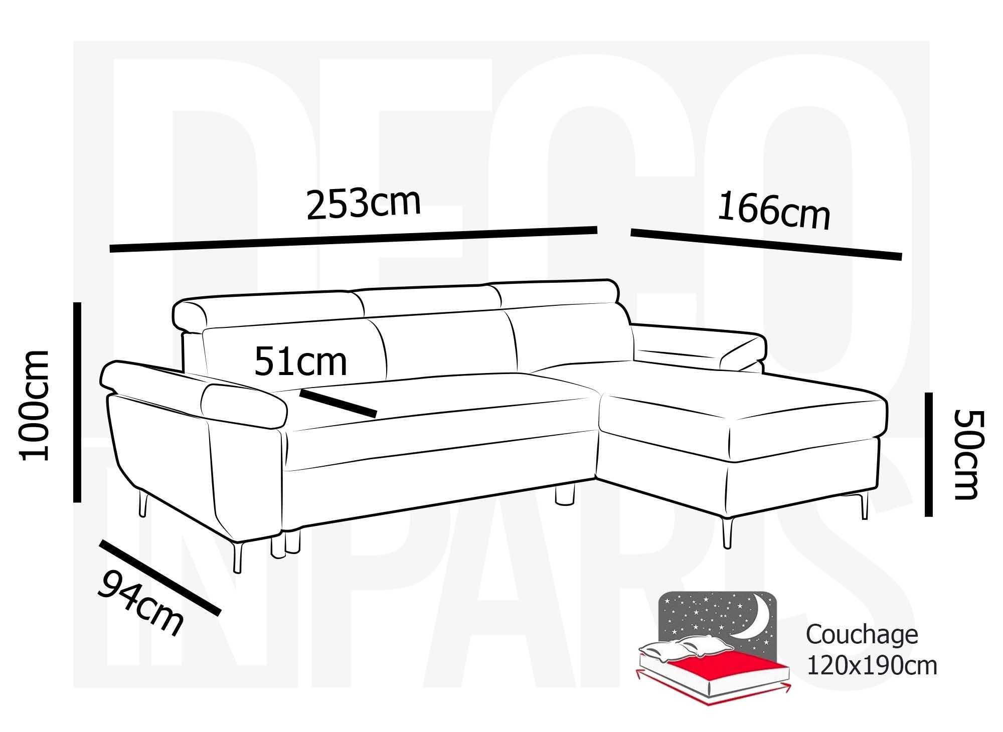 Canapé d'angle convertible en tissu gris foncé MONICA - Angle droit