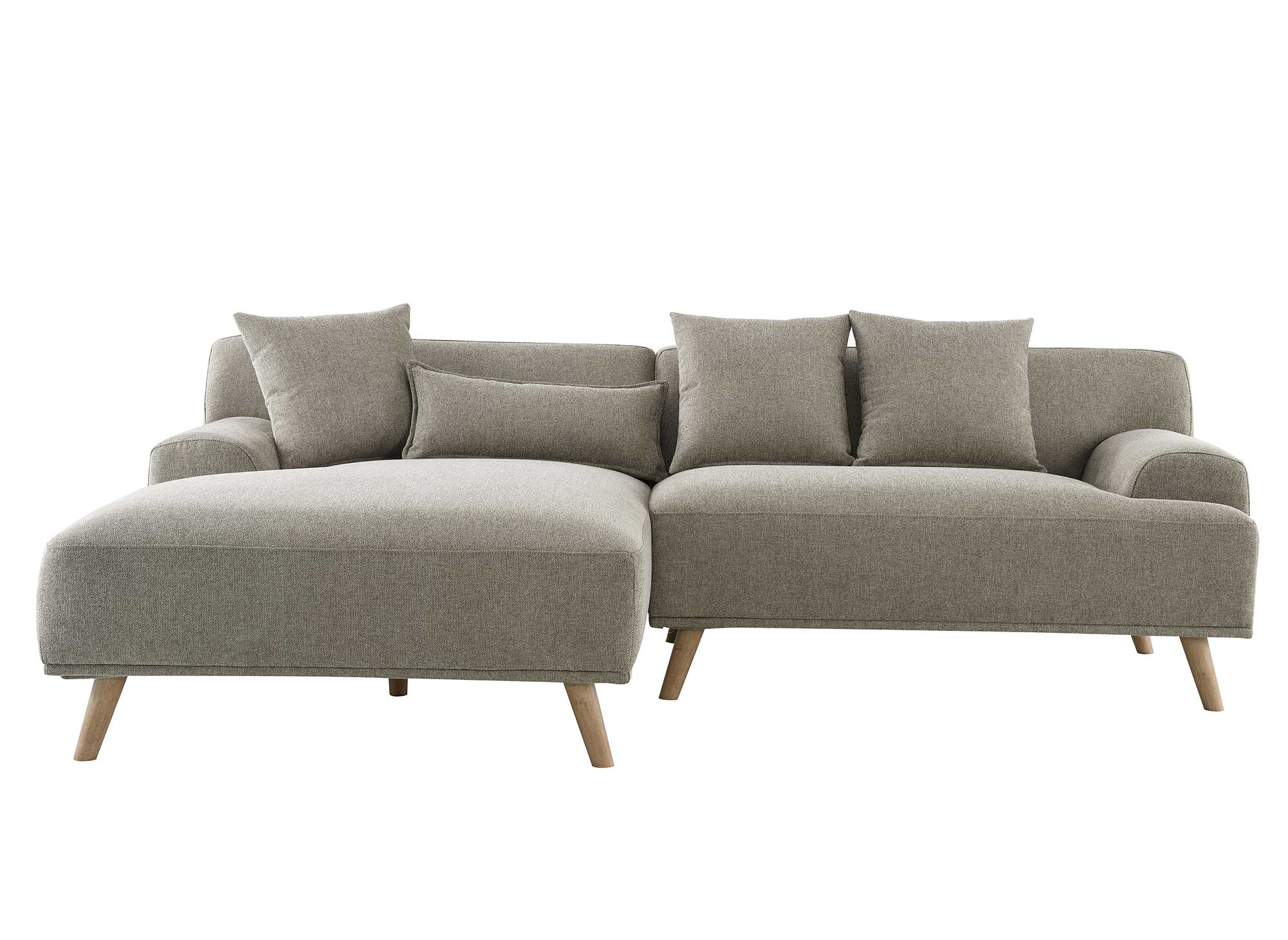Canapé d'angle scandinave avec méridienne en tissu taupe KAROLINA - Angle Gauche