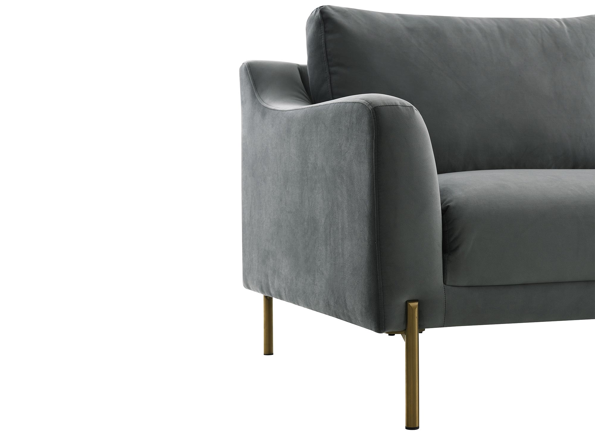 Divano angolare in velluto grigio CELINE con chaise longue - Angolo retto