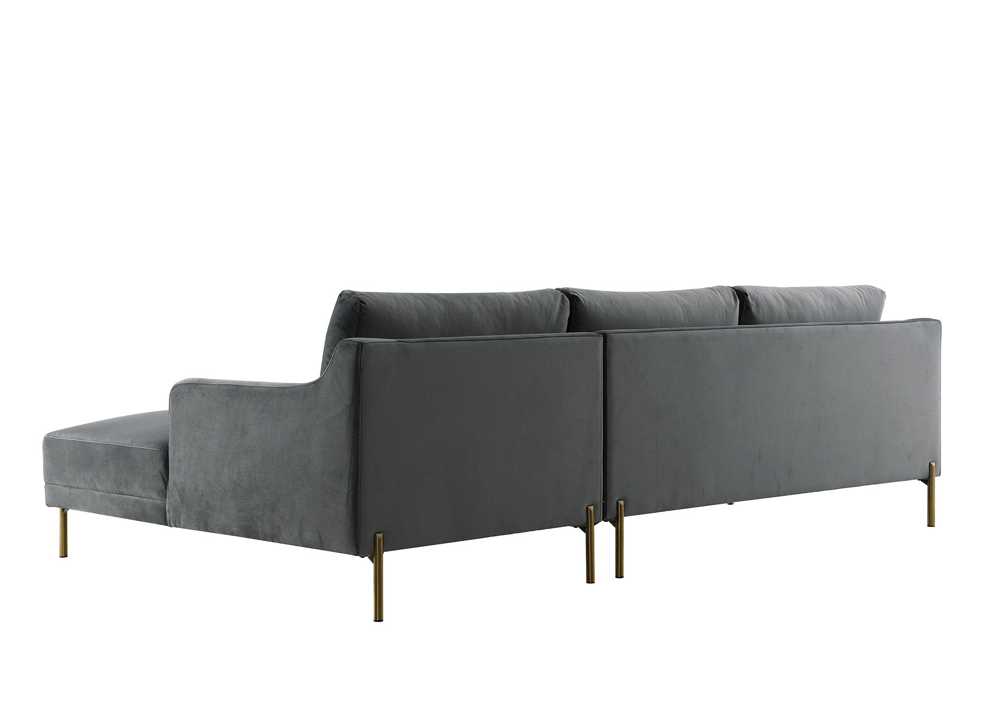 Divano angolare in velluto grigio CELINE con chaise longue - Angolo retto