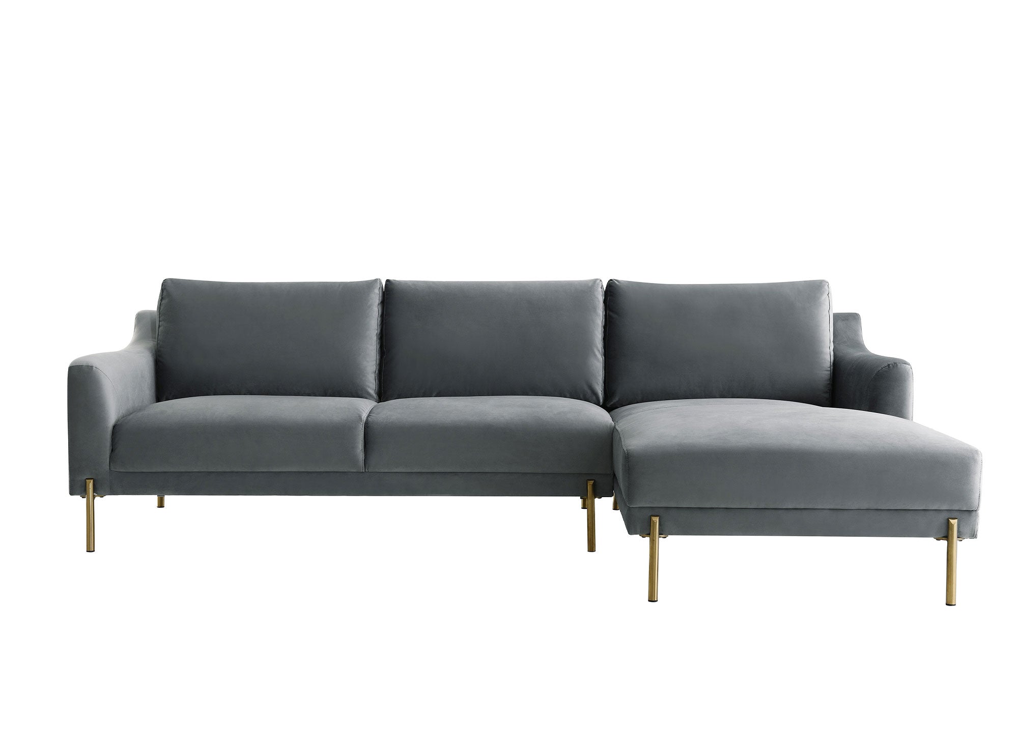 Divano angolare in velluto grigio CELINE con chaise longue - Angolo retto