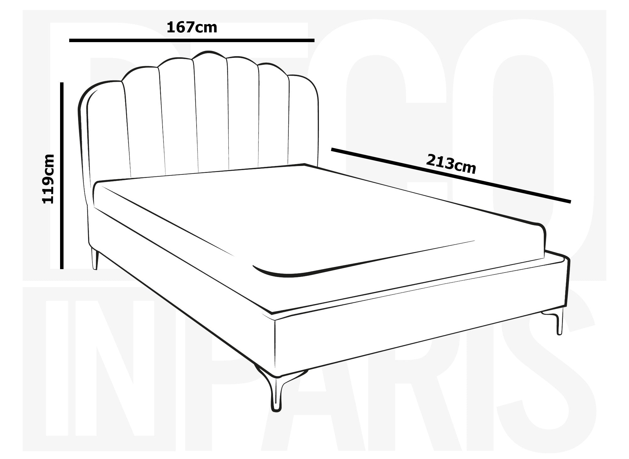 Letto matrimoniale in velluto beige 160x200 cm MARION
