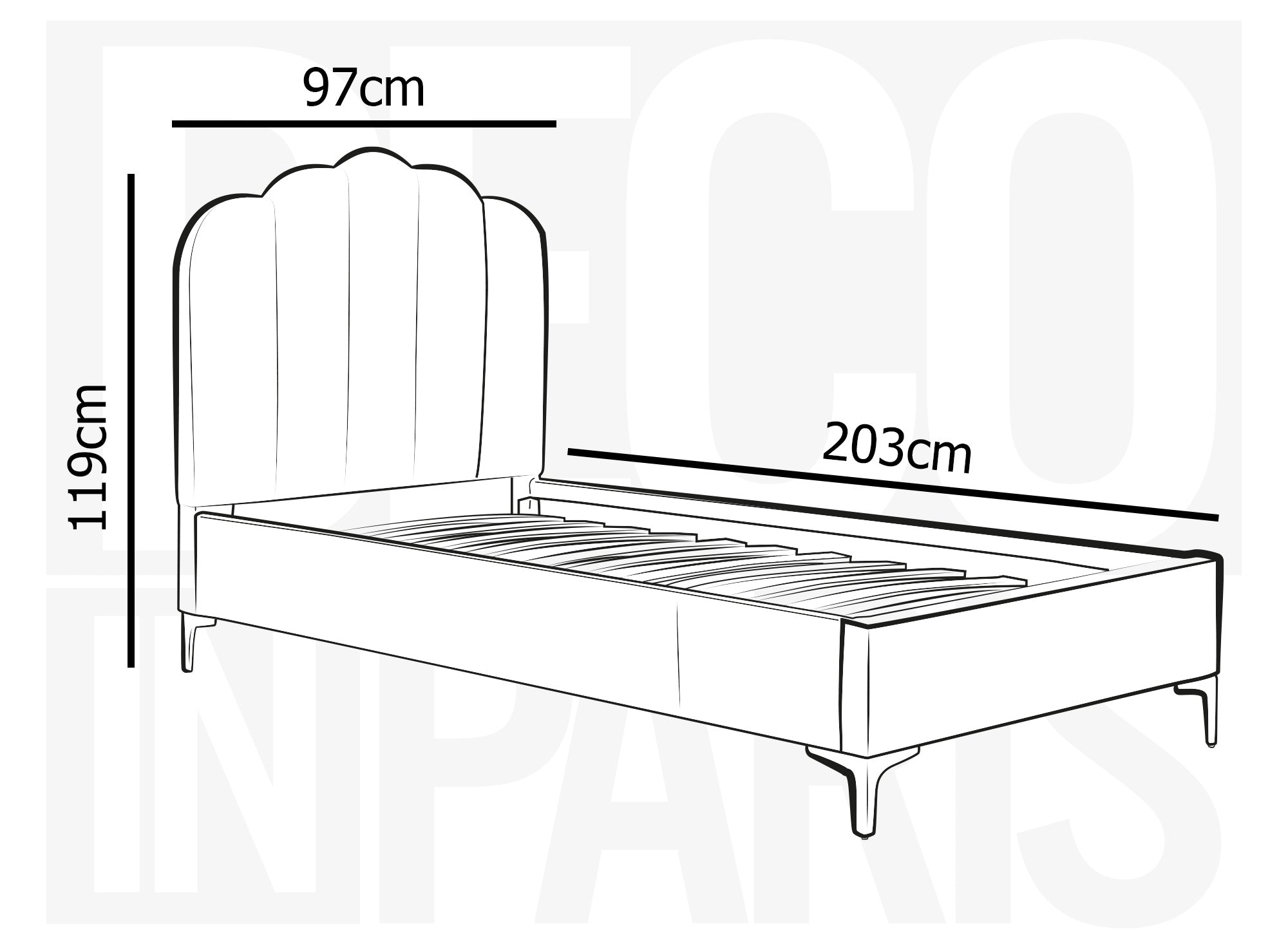 Letto singolo in velluto grigio 90x190 cm MARION