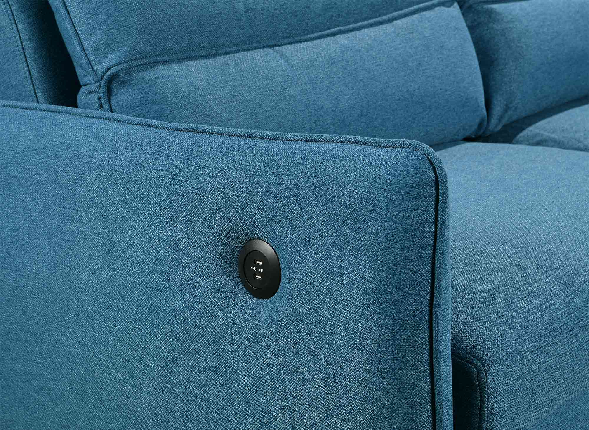 Canapé convertible 3 places en tissu bleu ZADIG