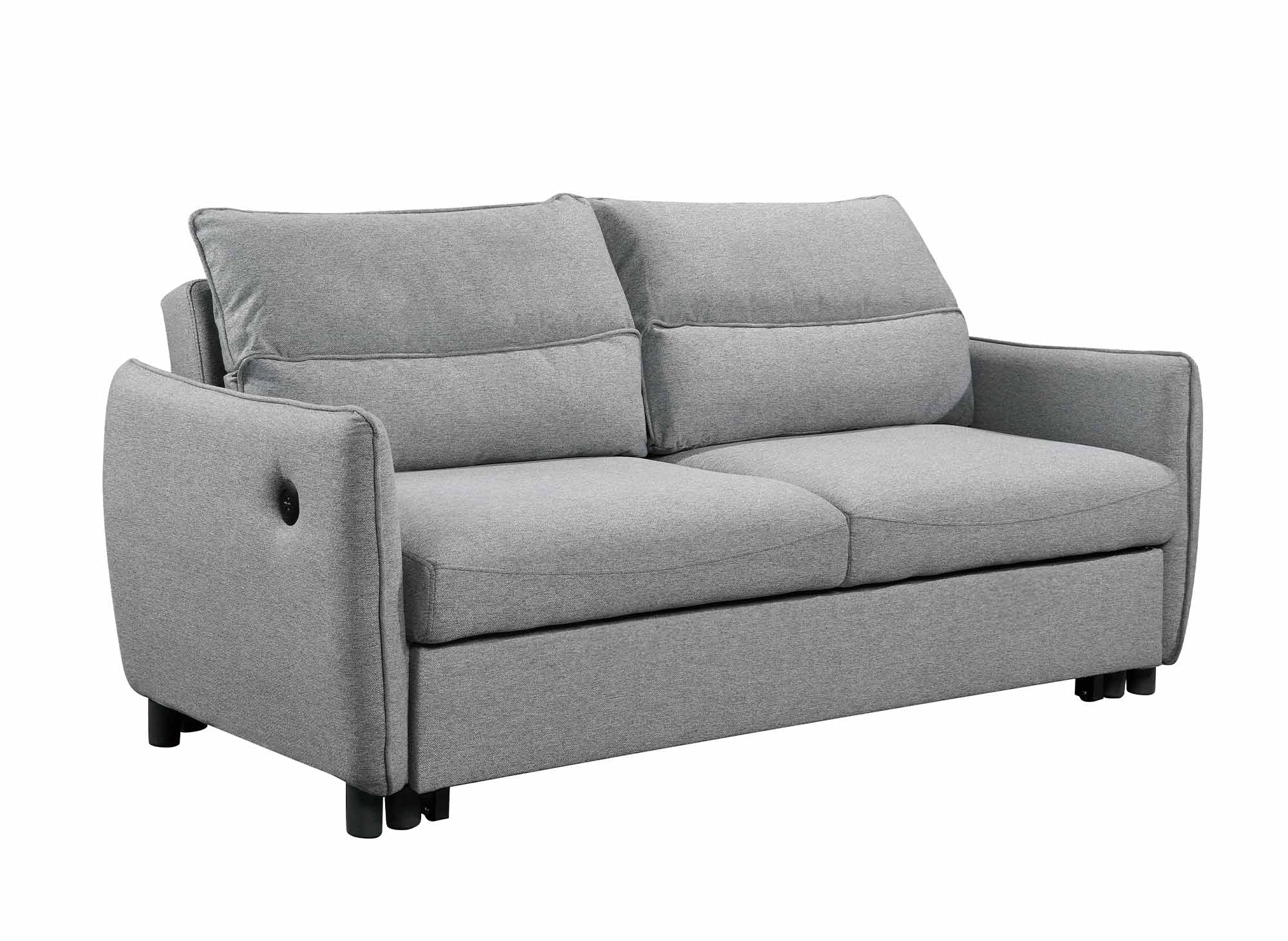 Canapé convertible 3 places en tissu gris clair ZADIG