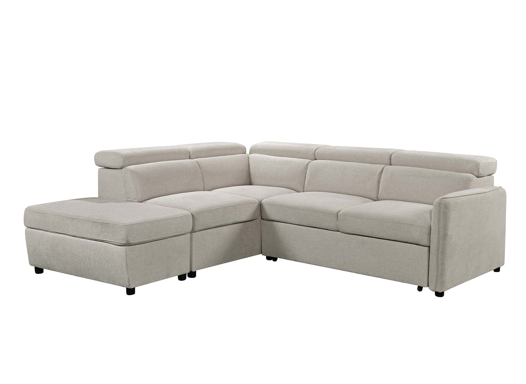 Canapé d'angle convertible en tissu beige NAIROBI - Angle gauche