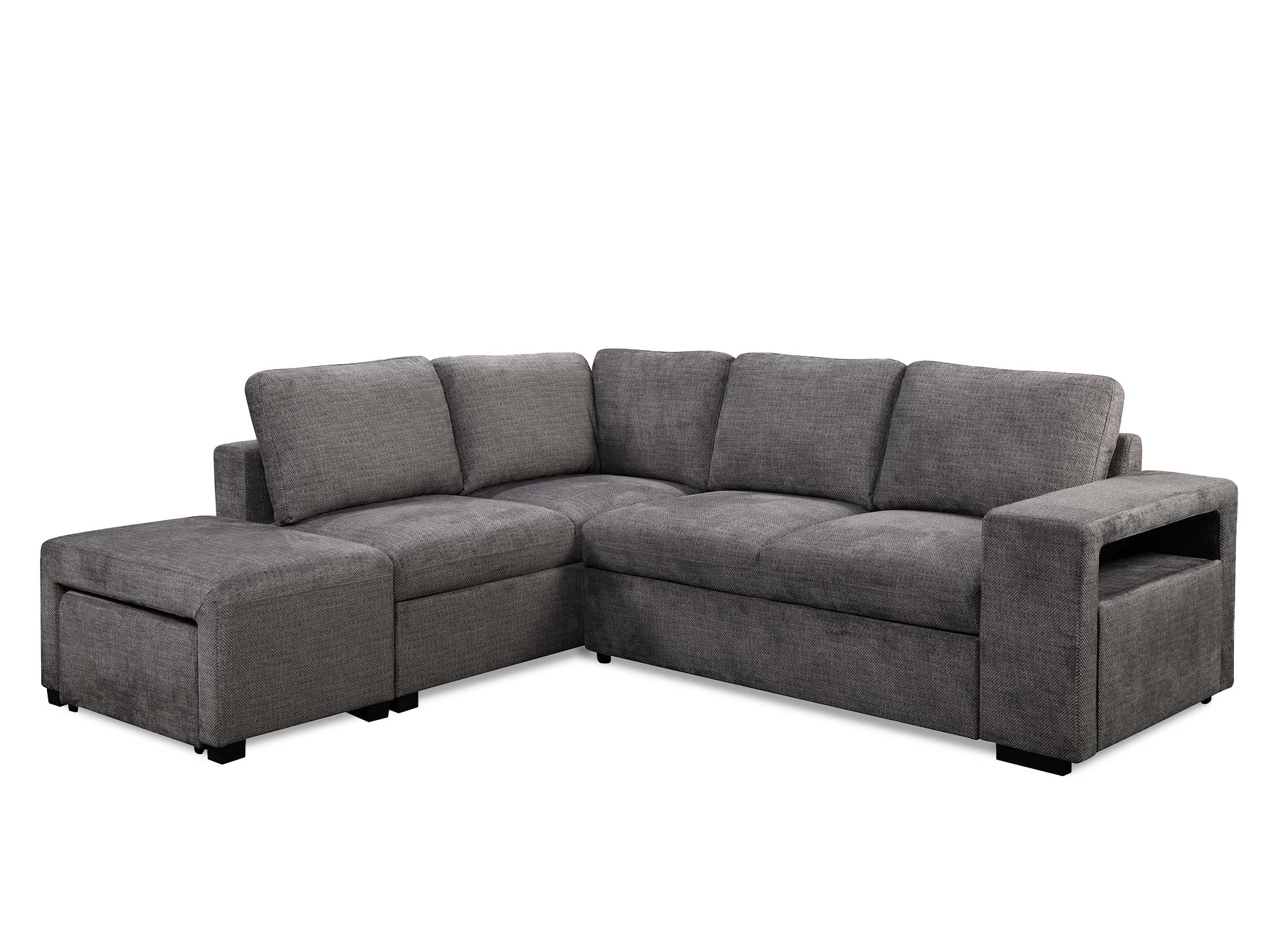 Canapé d'angle convertible en tissu gris foncé ALBAN - Angle gauche