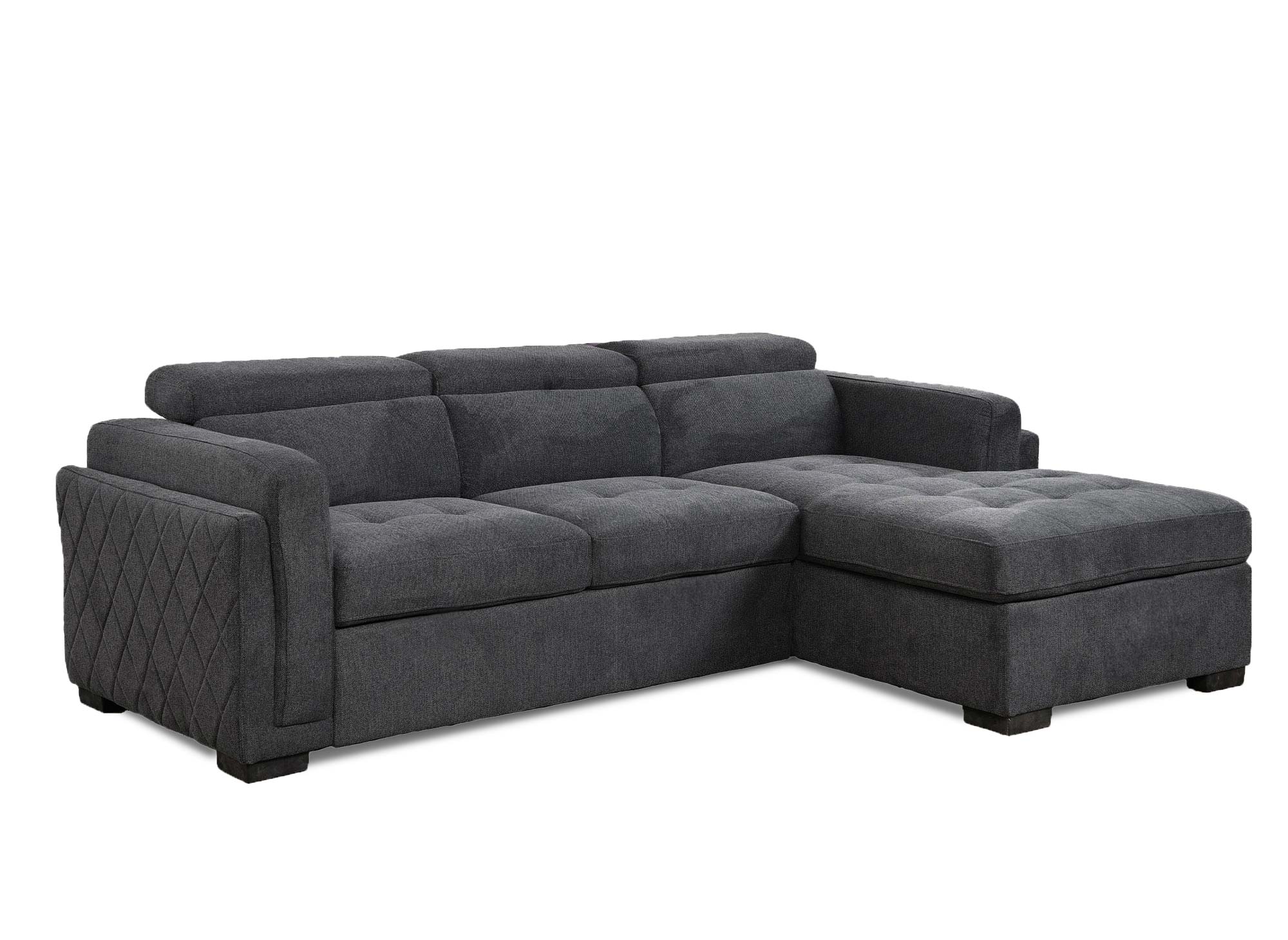 Canapé d'angle convertible en tissu gris foncé CHANDLER - Angle droit