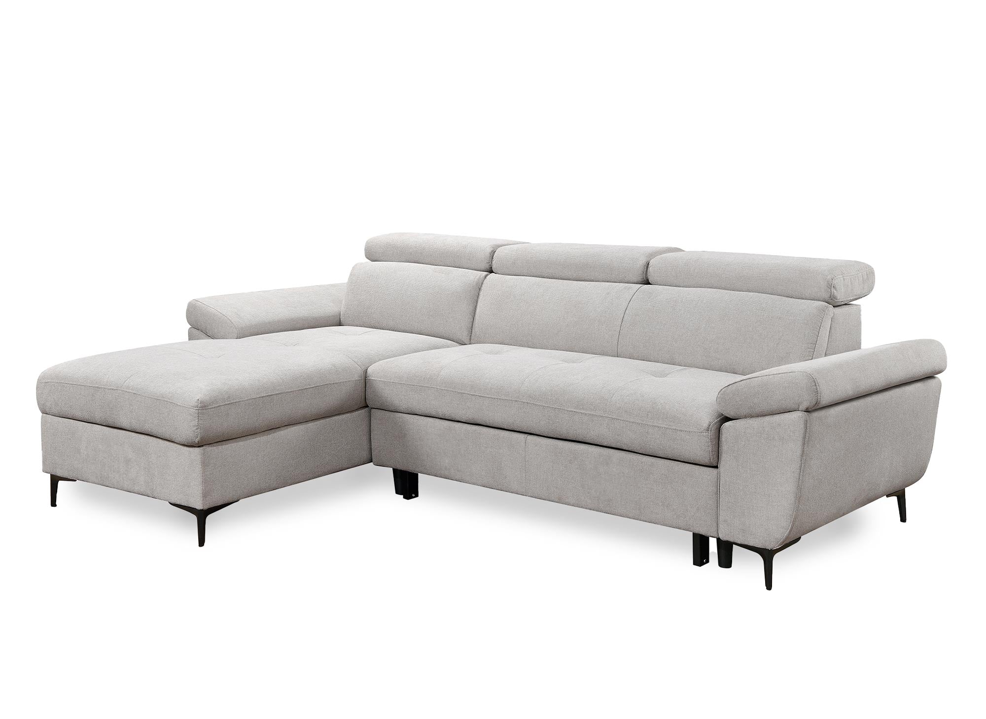 Canapé d'angle convertible en tissu beige MONICA - Angle gauche