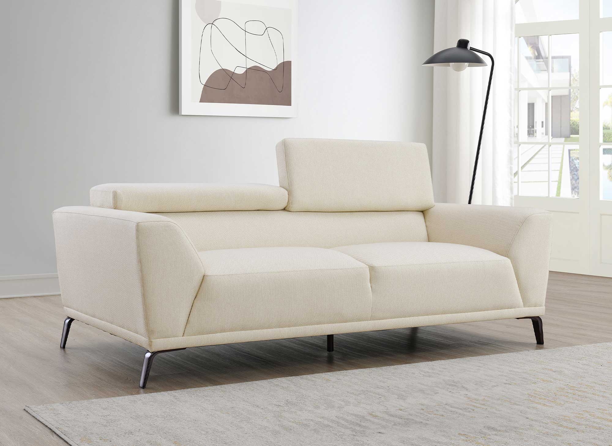 Canapé contemporain 3 places en tissu beige KALISTA