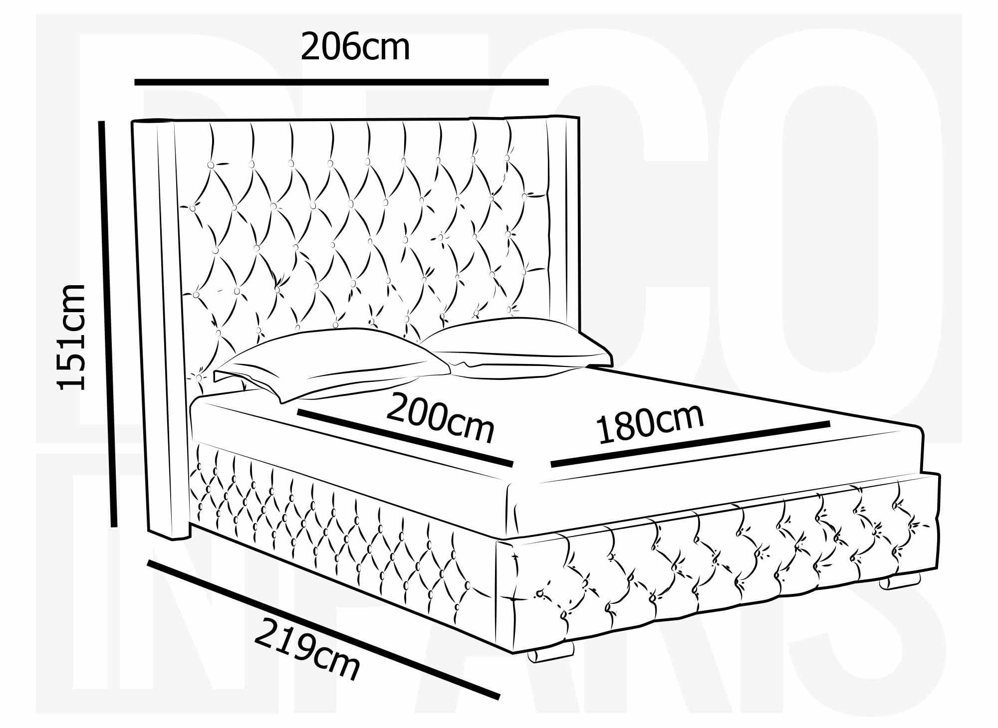 Lit coffre en velours beige 180X200 cm PERLA