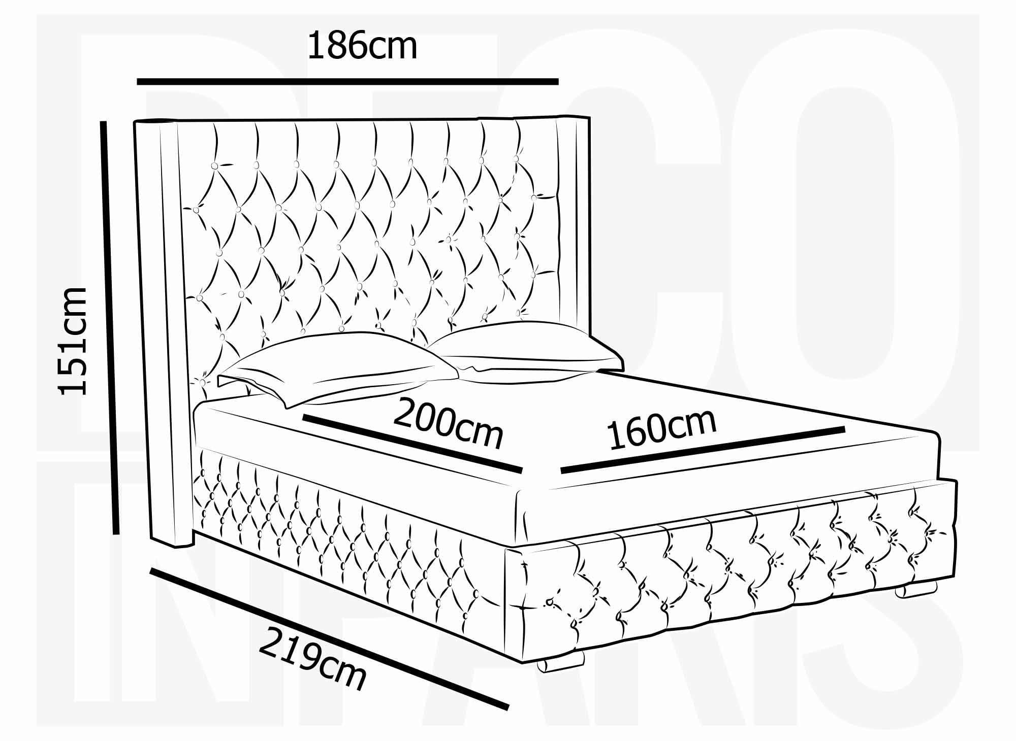 Lit coffre en velours gris 160X200 cm PERLA