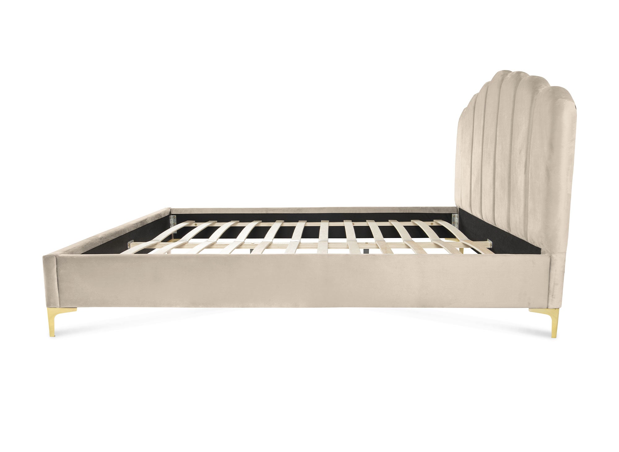 Letto matrimoniale in velluto beige 160x200 cm MARION