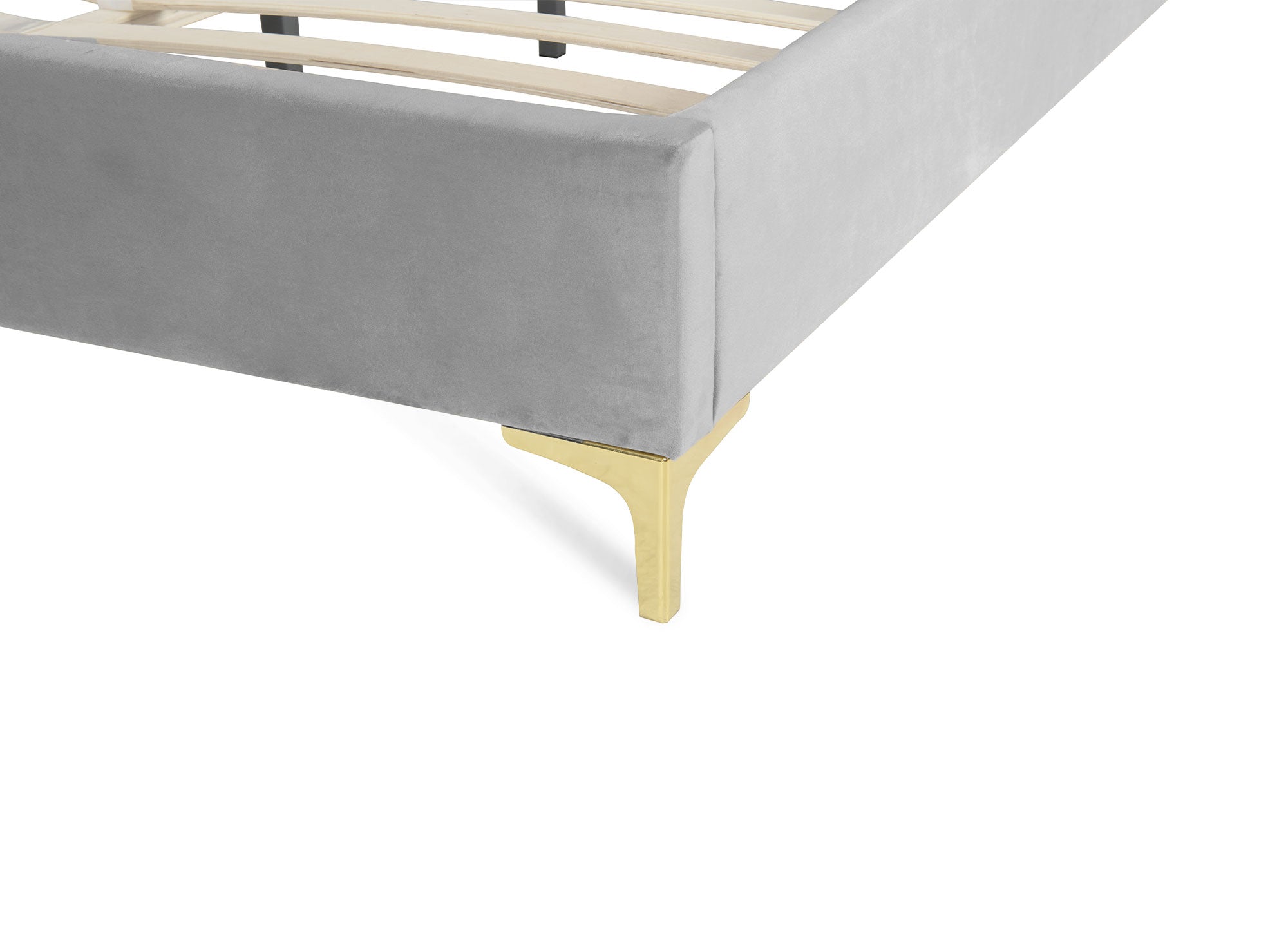 Lit double en velours gris 140x190 cm MARION