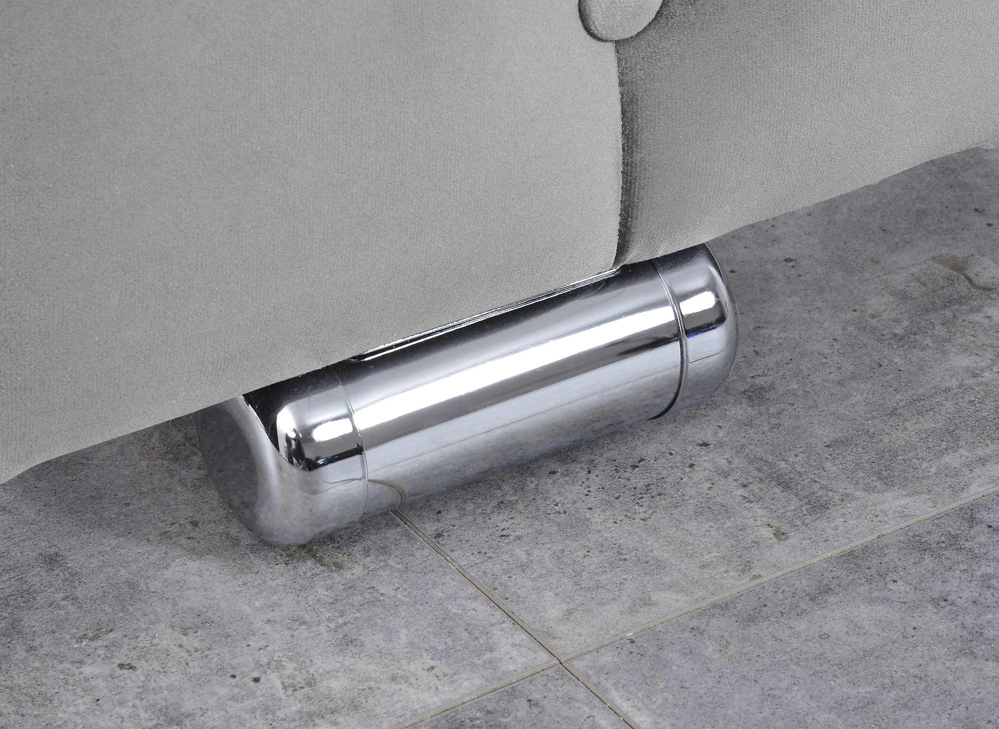 Lit coffre en velours gris 180X200 cm PERLA