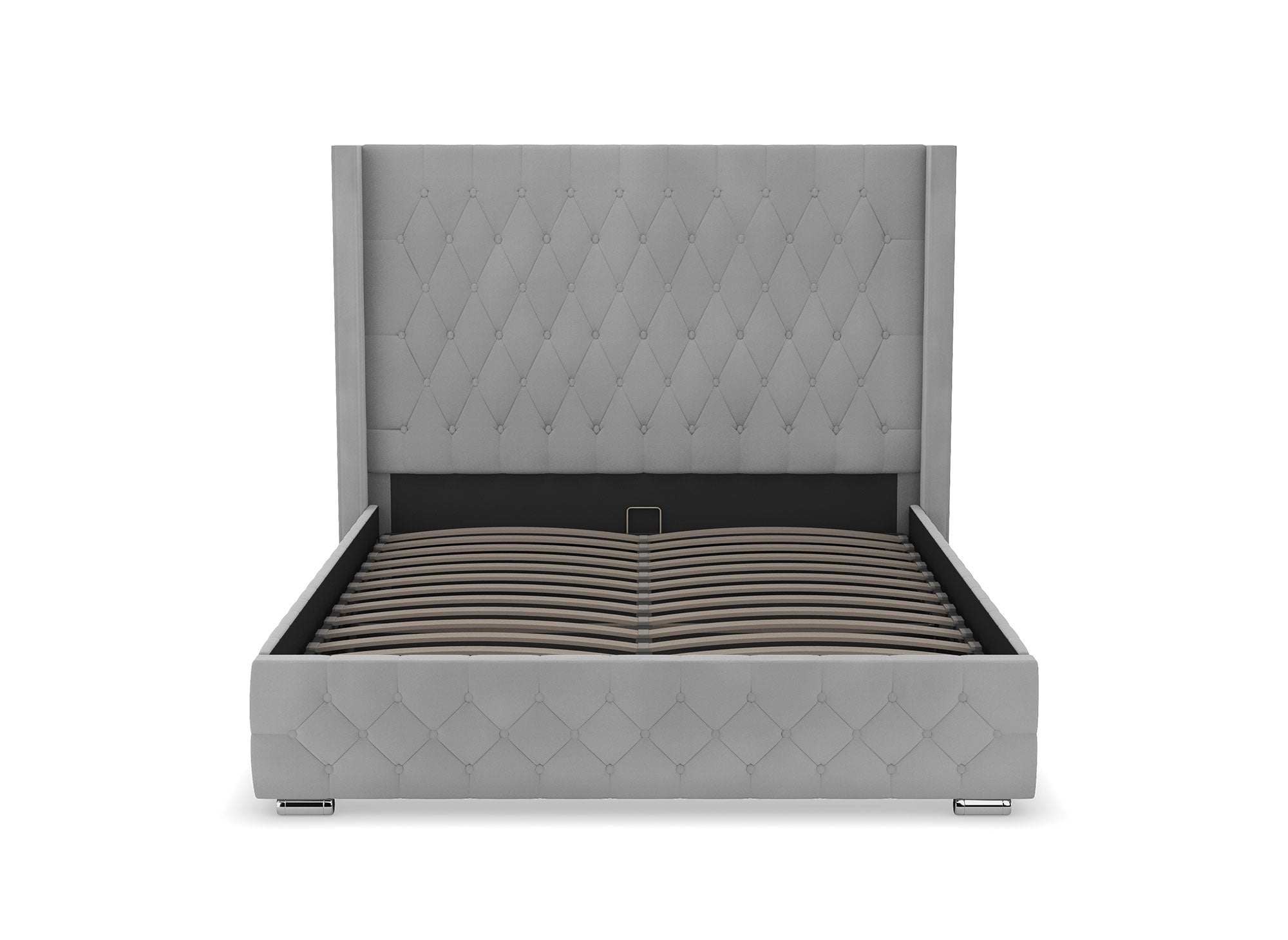 Lit coffre en velours gris 160X200 cm PERLA