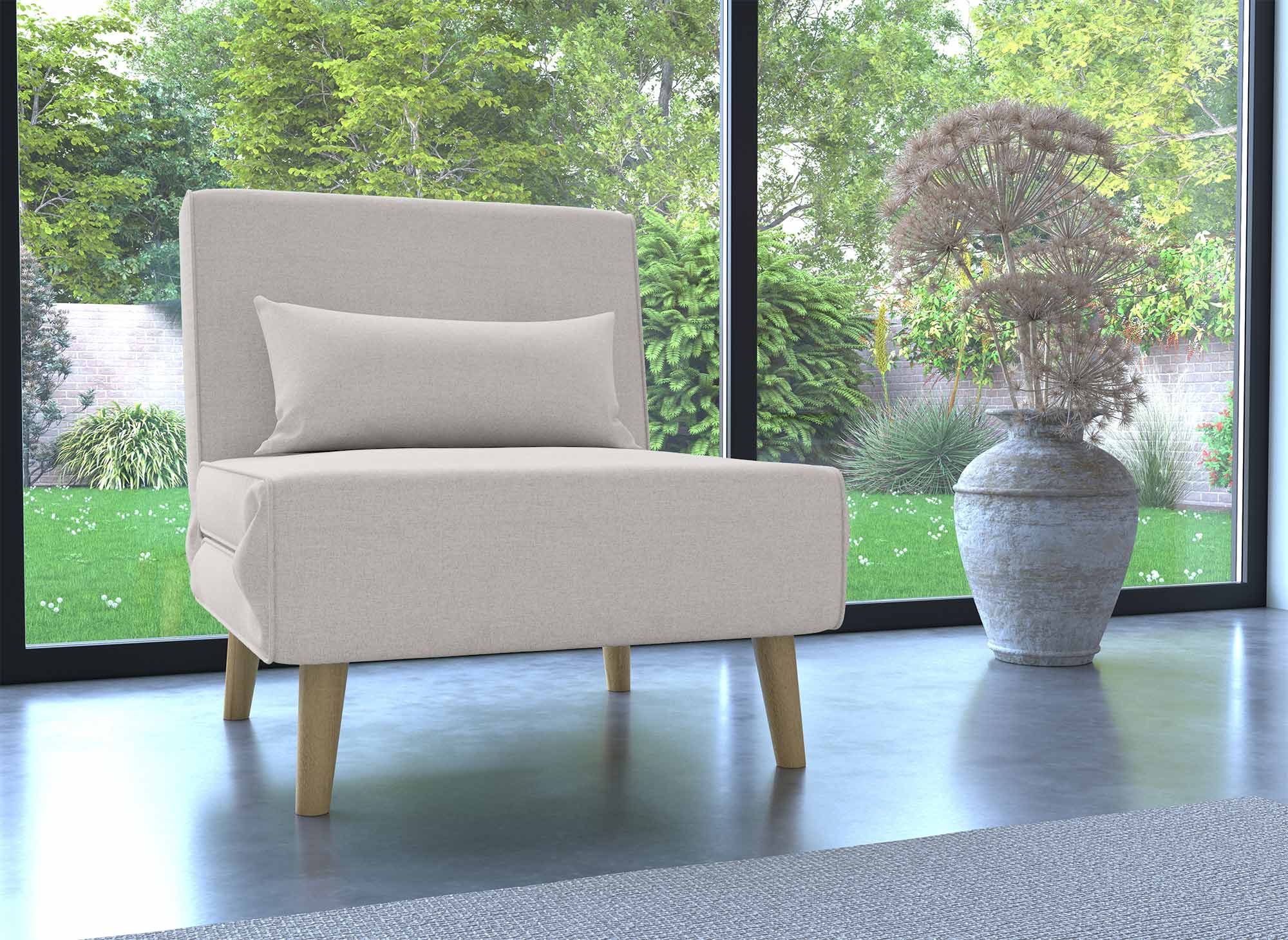 Fauteuil convertible en tissu beige TONKA