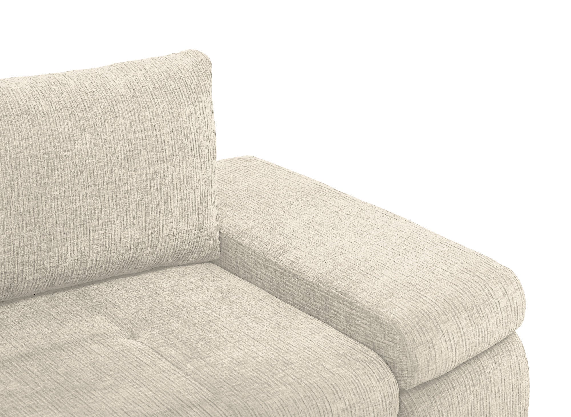 Canapé d'angle convertible réversible avec coffre en velours chiné beige SOLEA