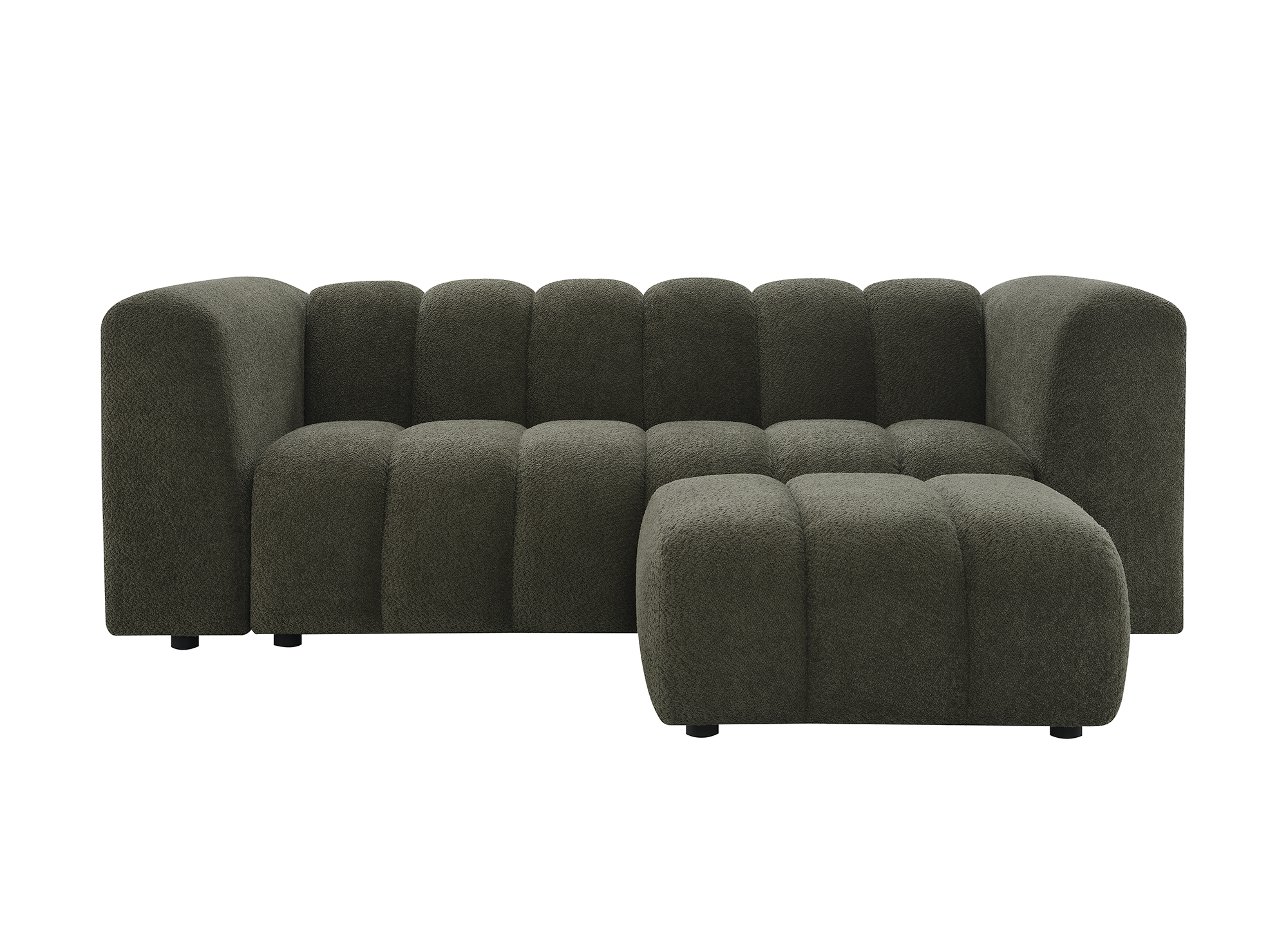 Pouf en tissu bouclette vert AELIS