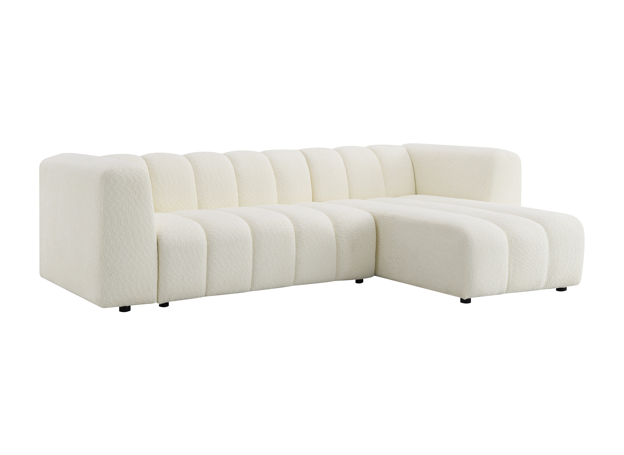 Canapé d'angle réversible en tissu bouclette écru AELIS