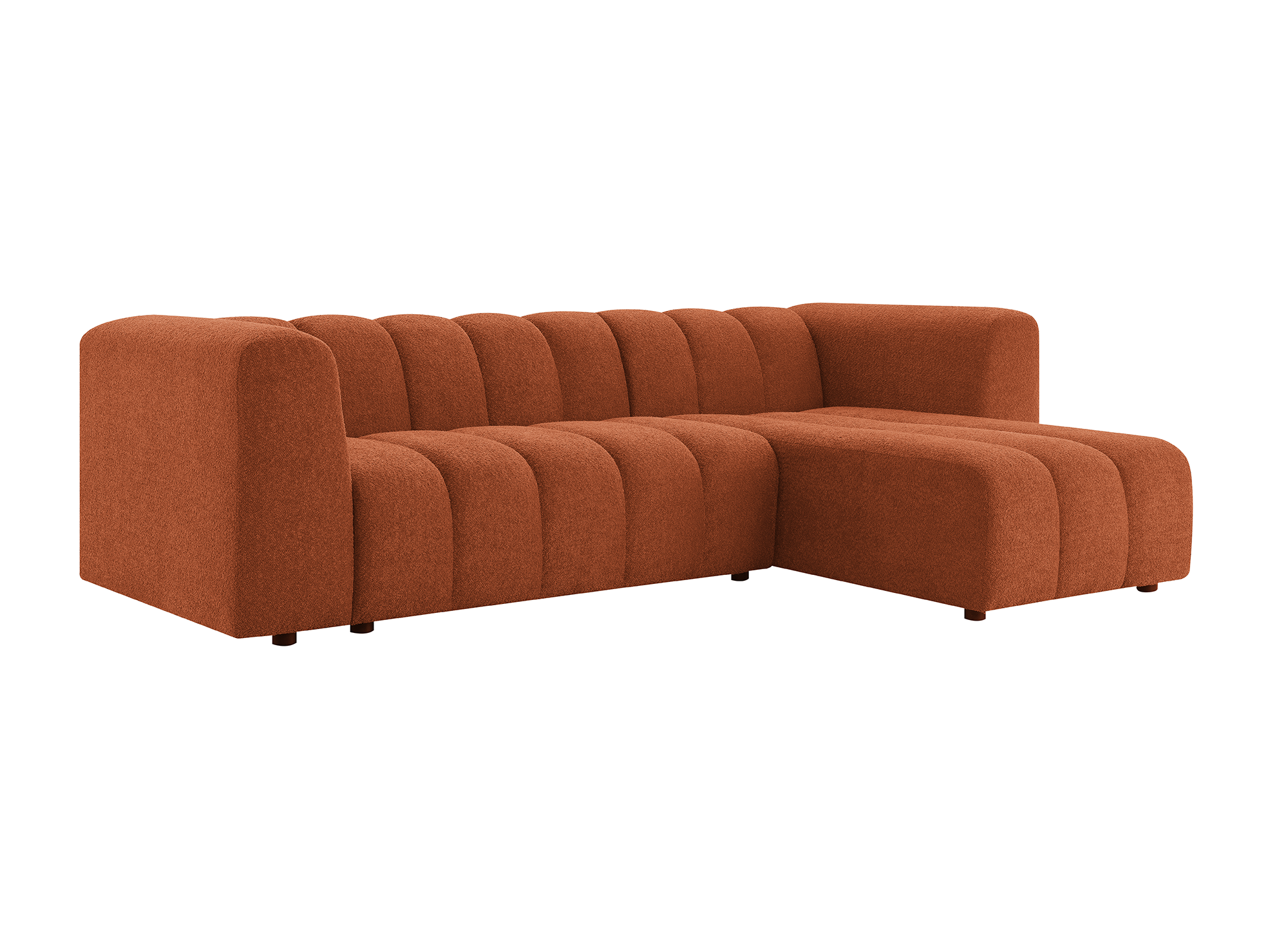 Canapé d'angle réversible en tissu bouclette terracotta AELIS