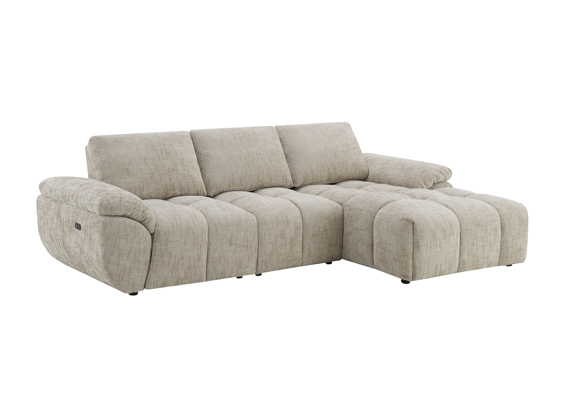 Canapé d’angle relax électrique en velours chiné taupe ALPES - Angle droit