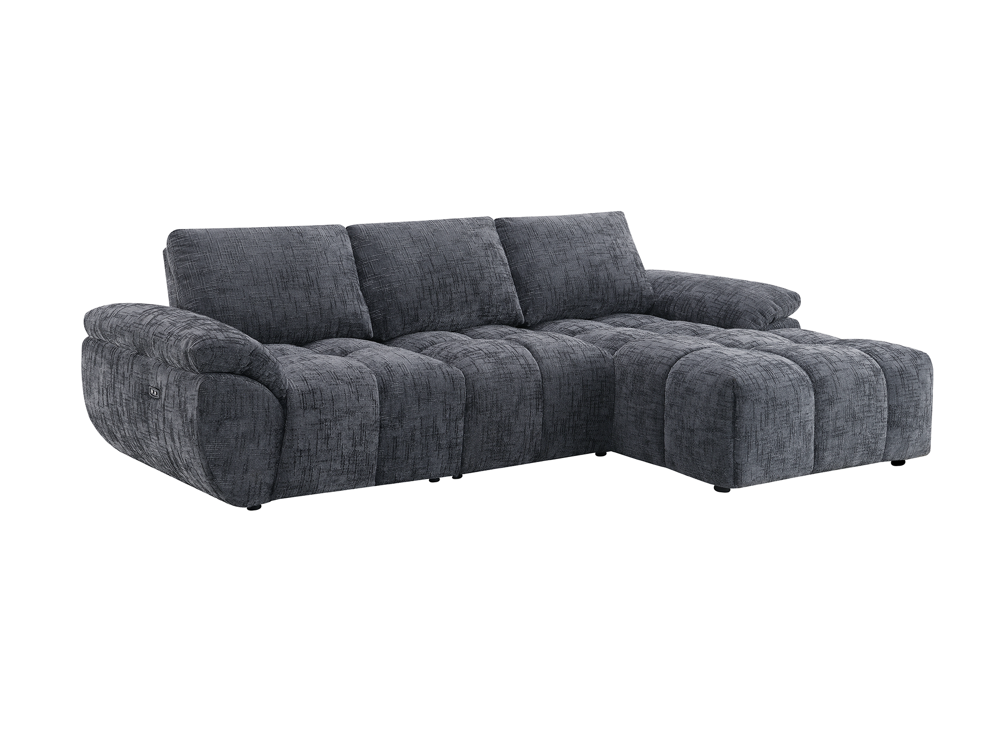 Canapé d’angle relax électrique en velours chiné gris ALPES - Angle droit
