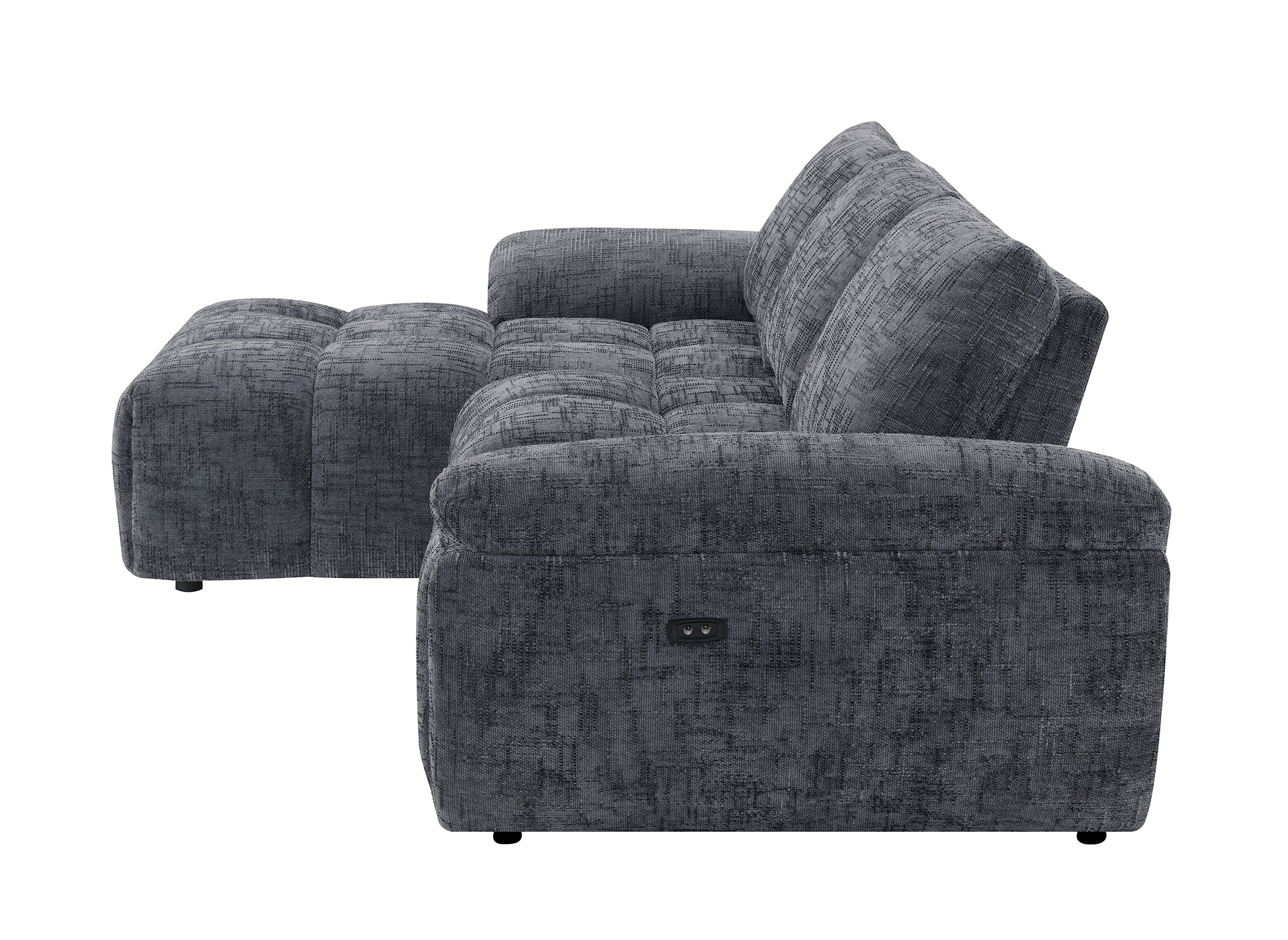 Canapé d’angle relax électrique en velours chiné gris ALPES - Angle gauche