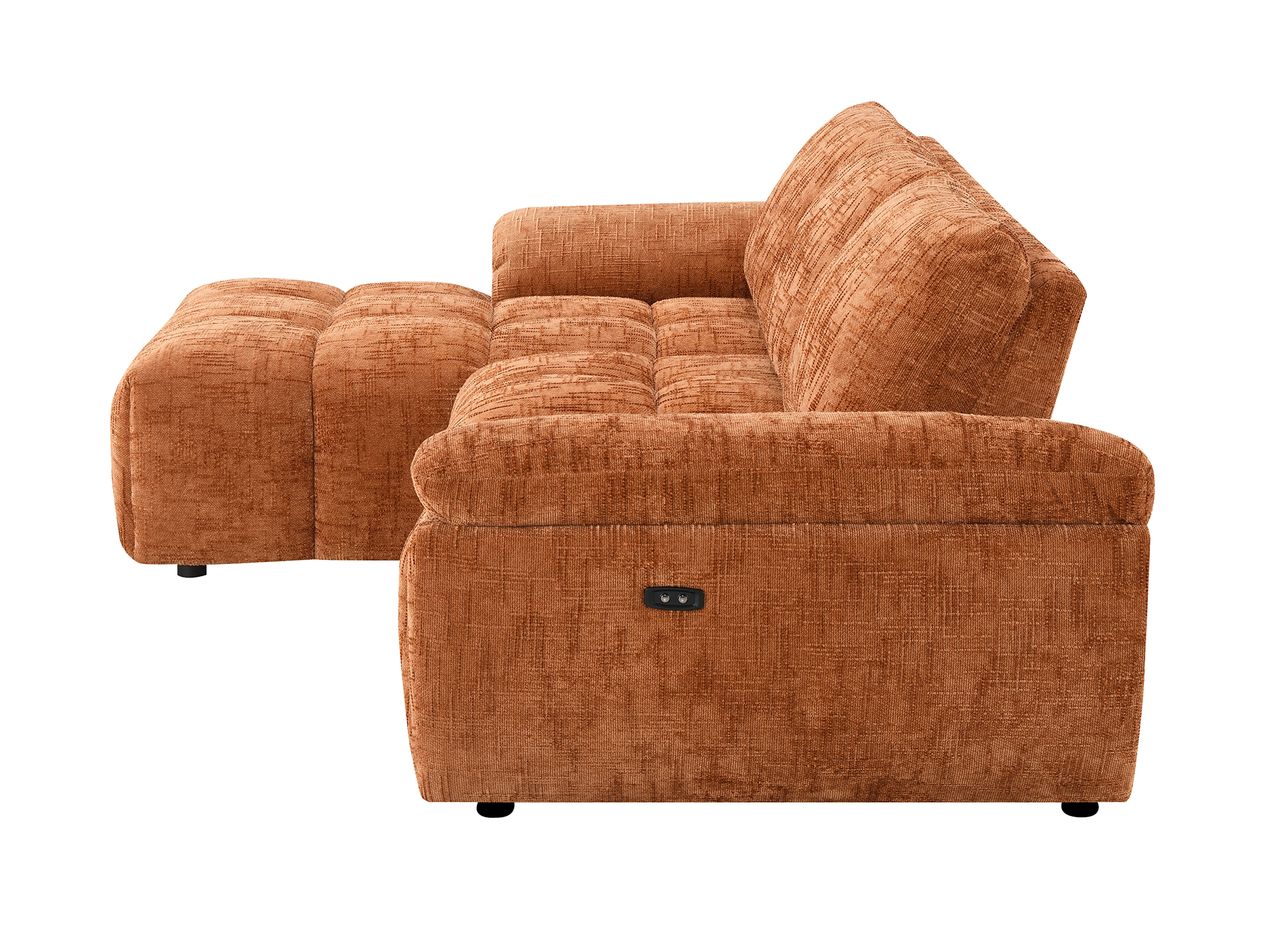 Canapé d’angle relax électrique en velours chiné terracotta ALPES - Angle gauche