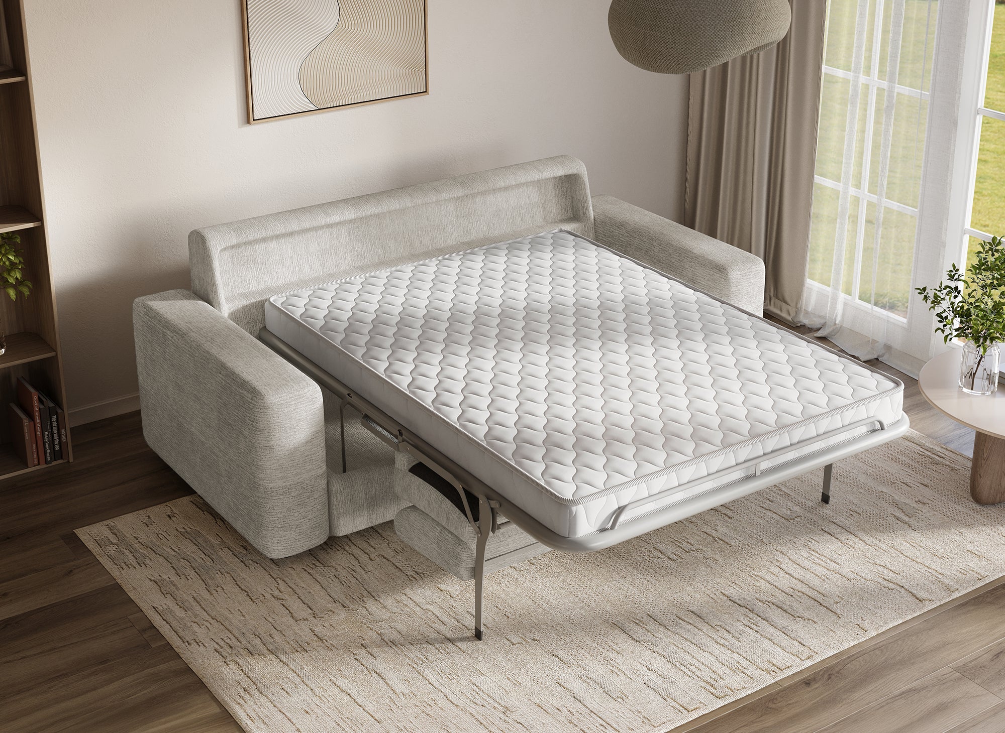 Divano trasformabile Express a 3 posti in velluto screziato beige AMAURY