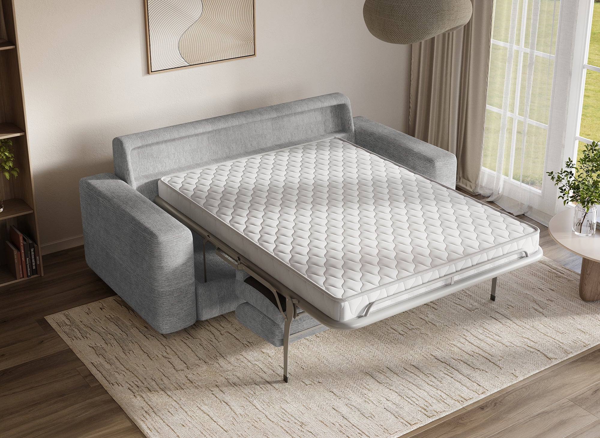 Divano trasformabile Express a 3 posti in velluto screziato grigio chiaro AMAURY