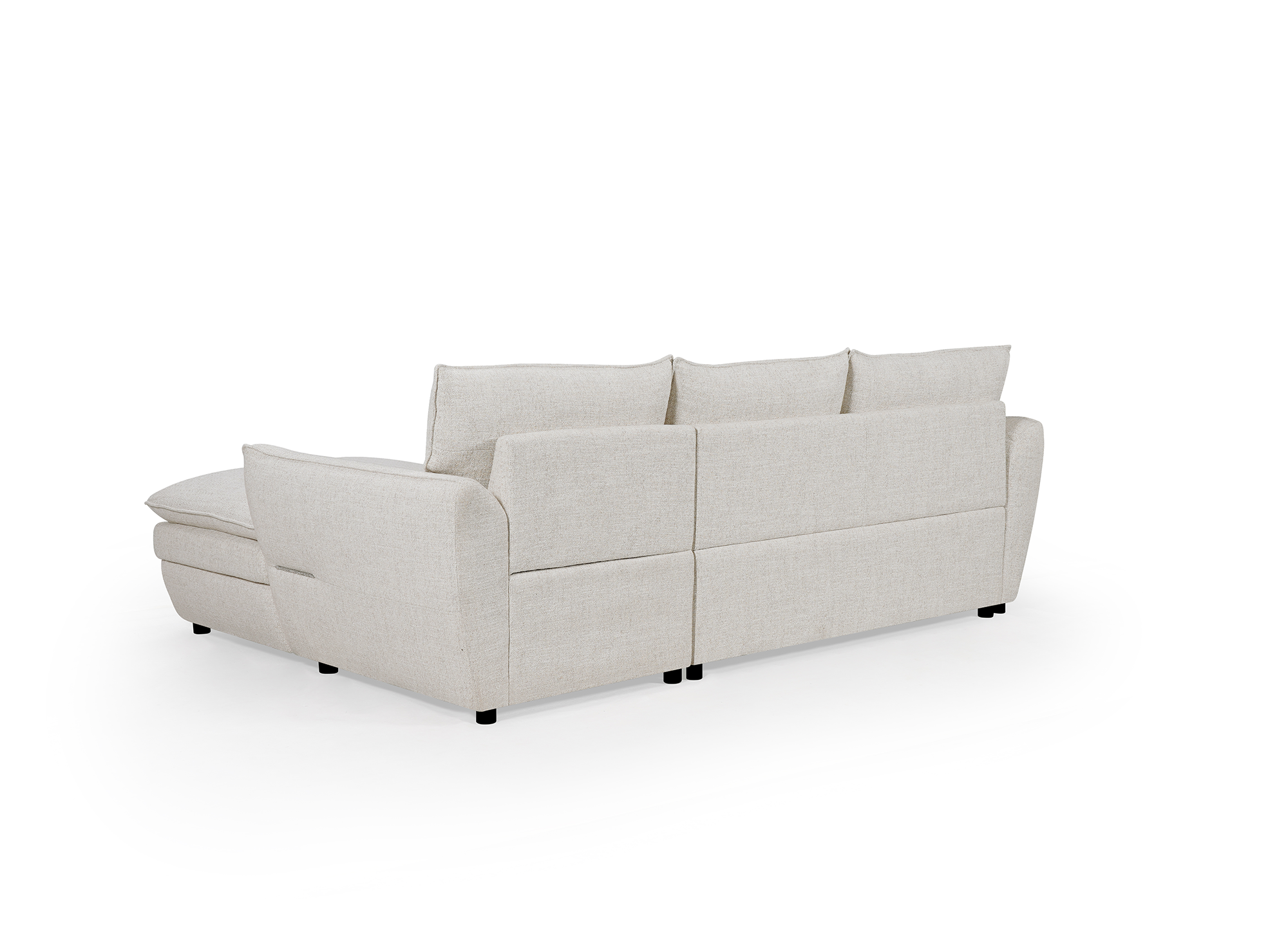 Divano angolare trasformabile con cassapanca in tessuto beige CAPUCINE - Angolo retto