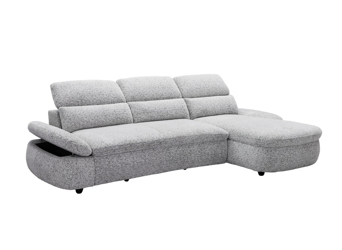 Divano angolare relax elettrico in tessuto spugna grigio CLEMENT - Angolo retto