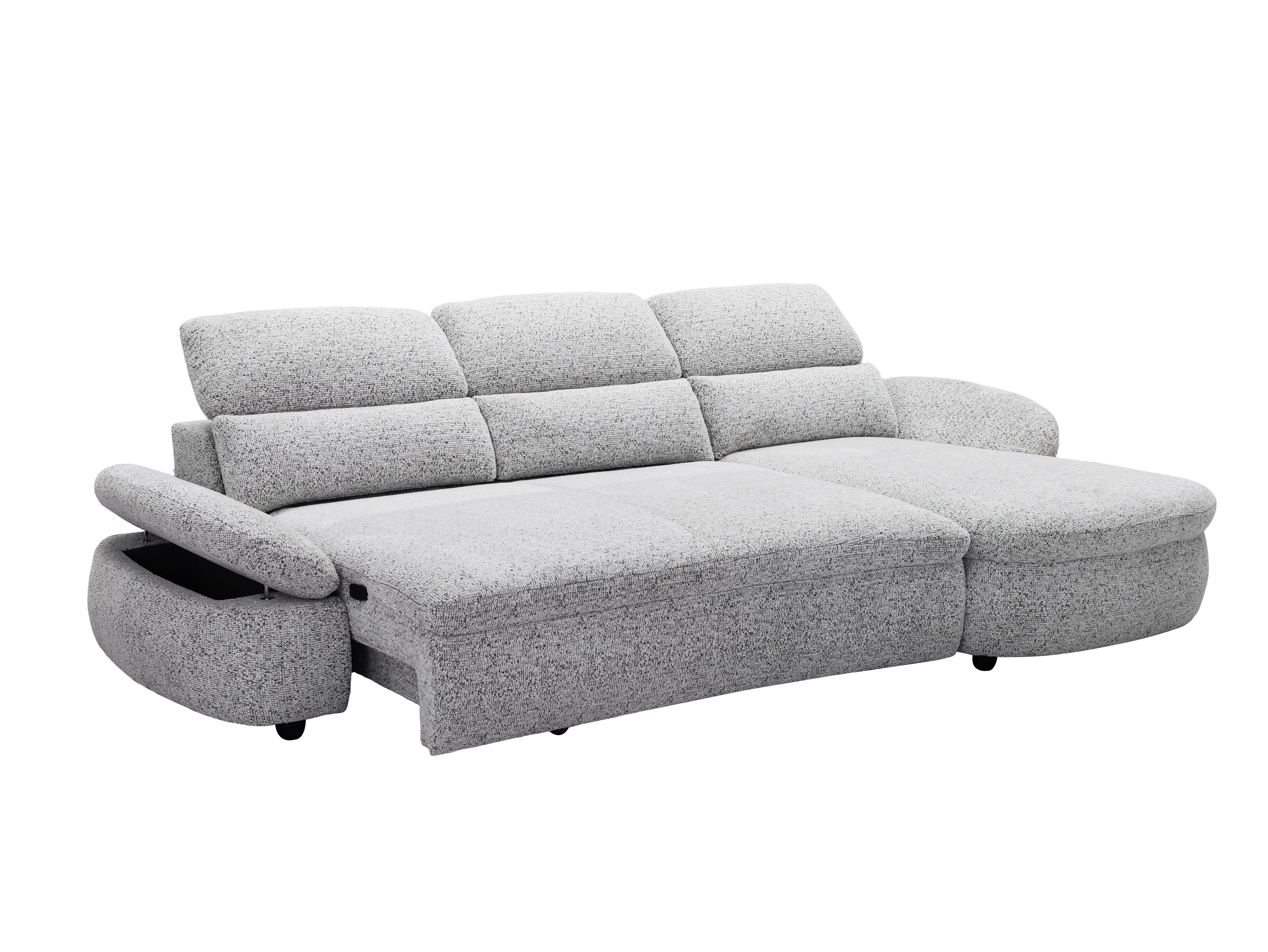 Divano angolare relax elettrico in tessuto spugna grigio CLEMENT - Angolo retto