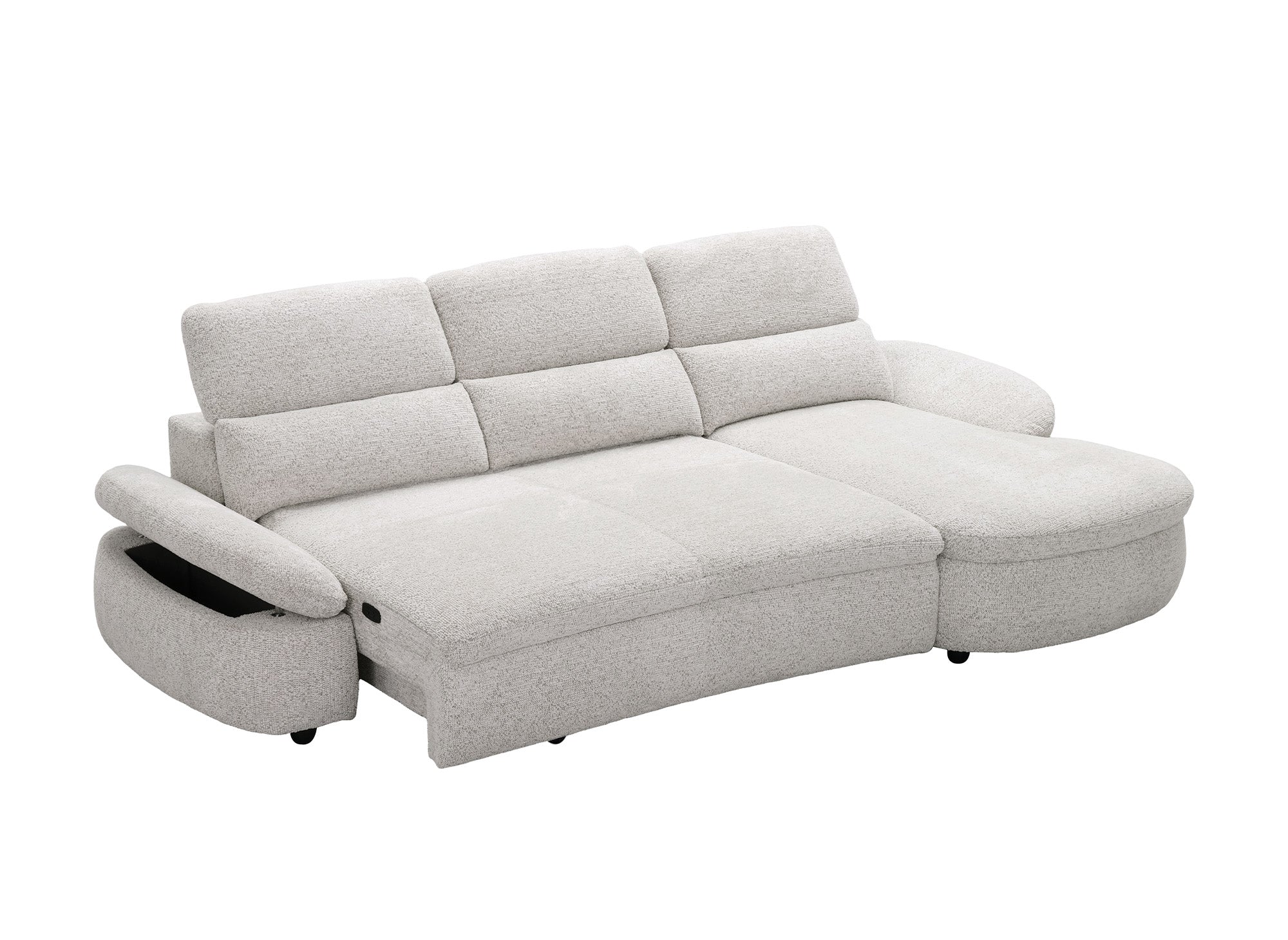 Divano angolare relax elettrico in tessuto spugna beige CLEMENT - Angolo retto