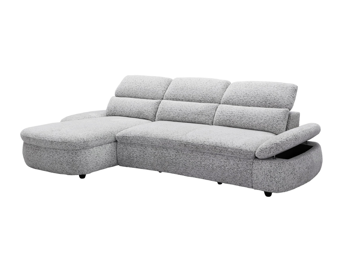 Divano angolare relax elettrico in tessuto spugna grigio CLEMENT - Angolo sinistro