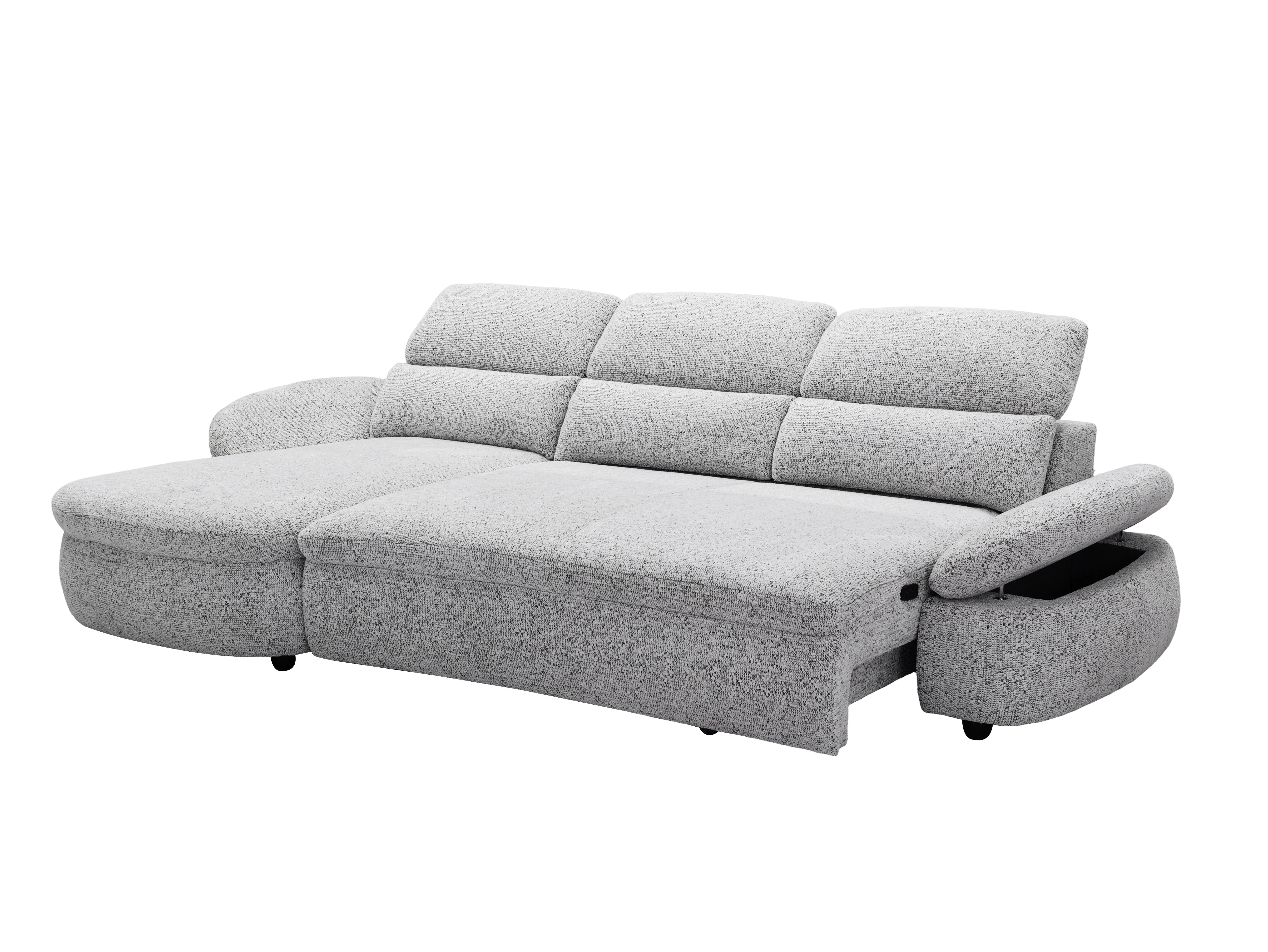 Divano angolare relax elettrico in tessuto spugna grigio CLEMENT - Angolo sinistro